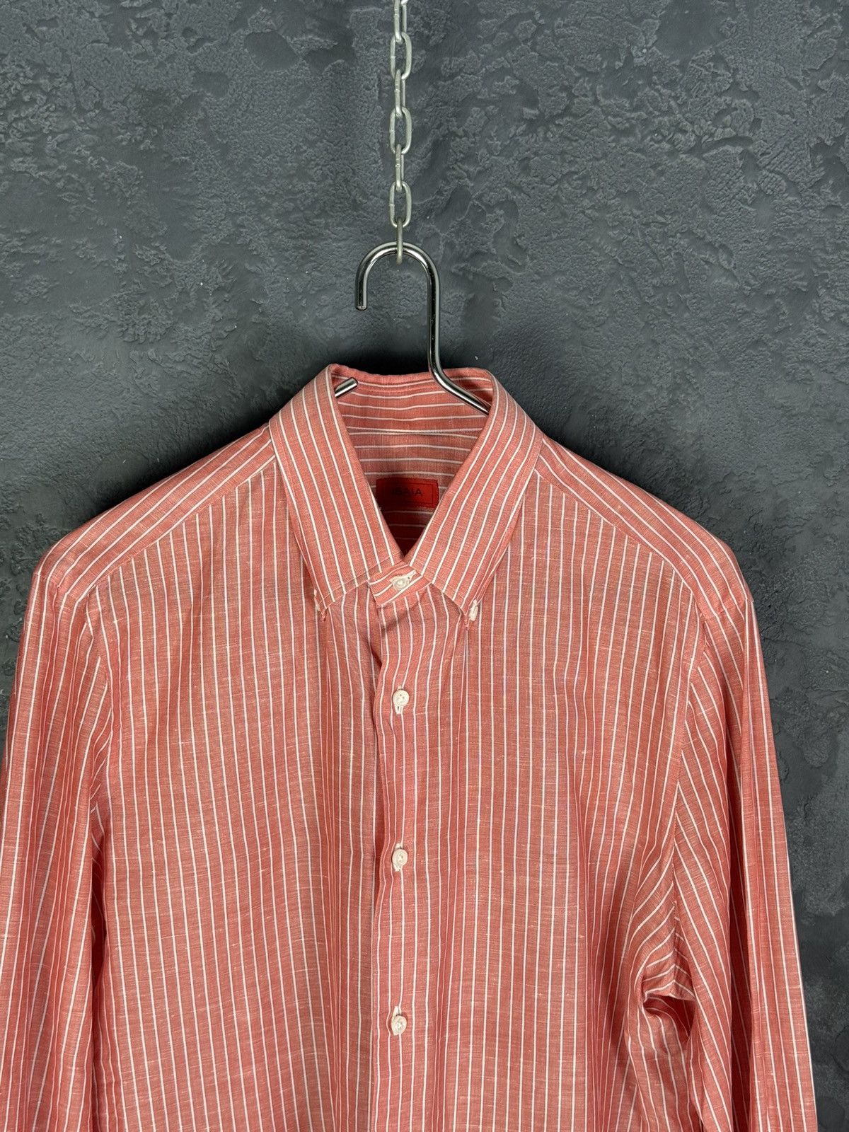 Isaia Mens Isaia Multi Striped Coton / Linen Shirt Multi Size US M / EU 48-50 / 2 - 5 Thumbnail