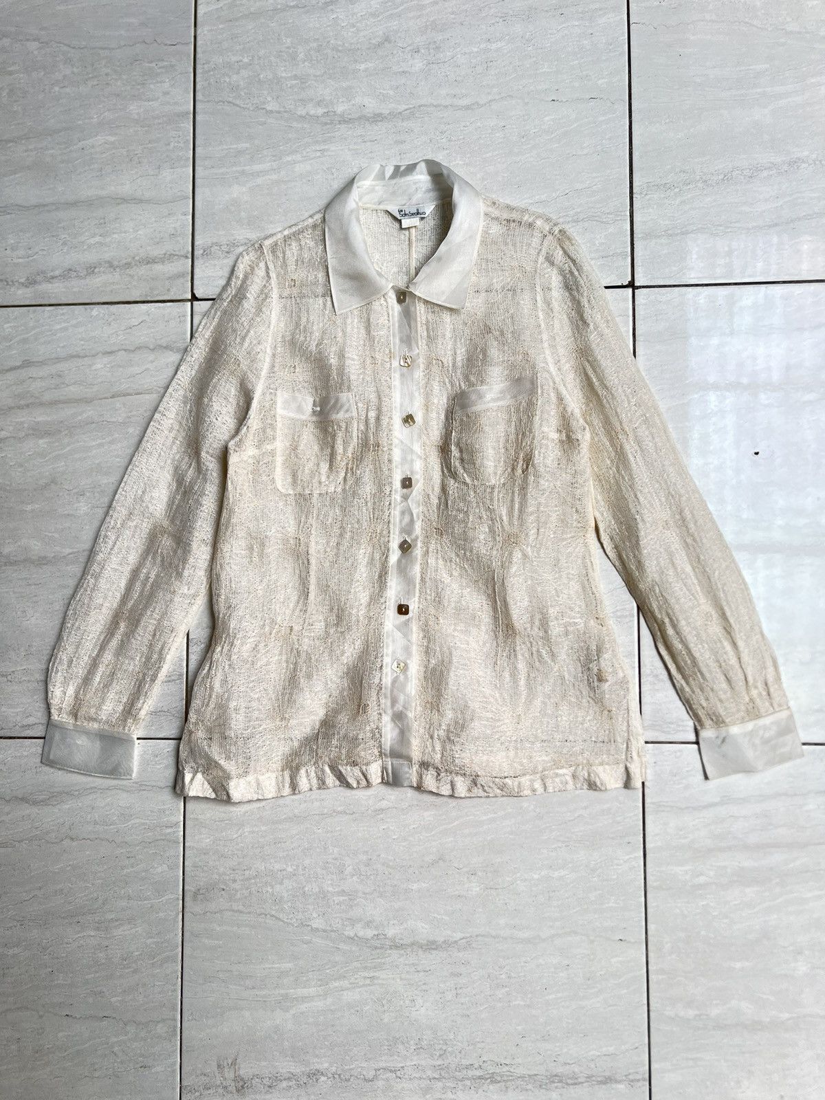 Japanese Brand Sdm Sedhwa White Mesh Shirt