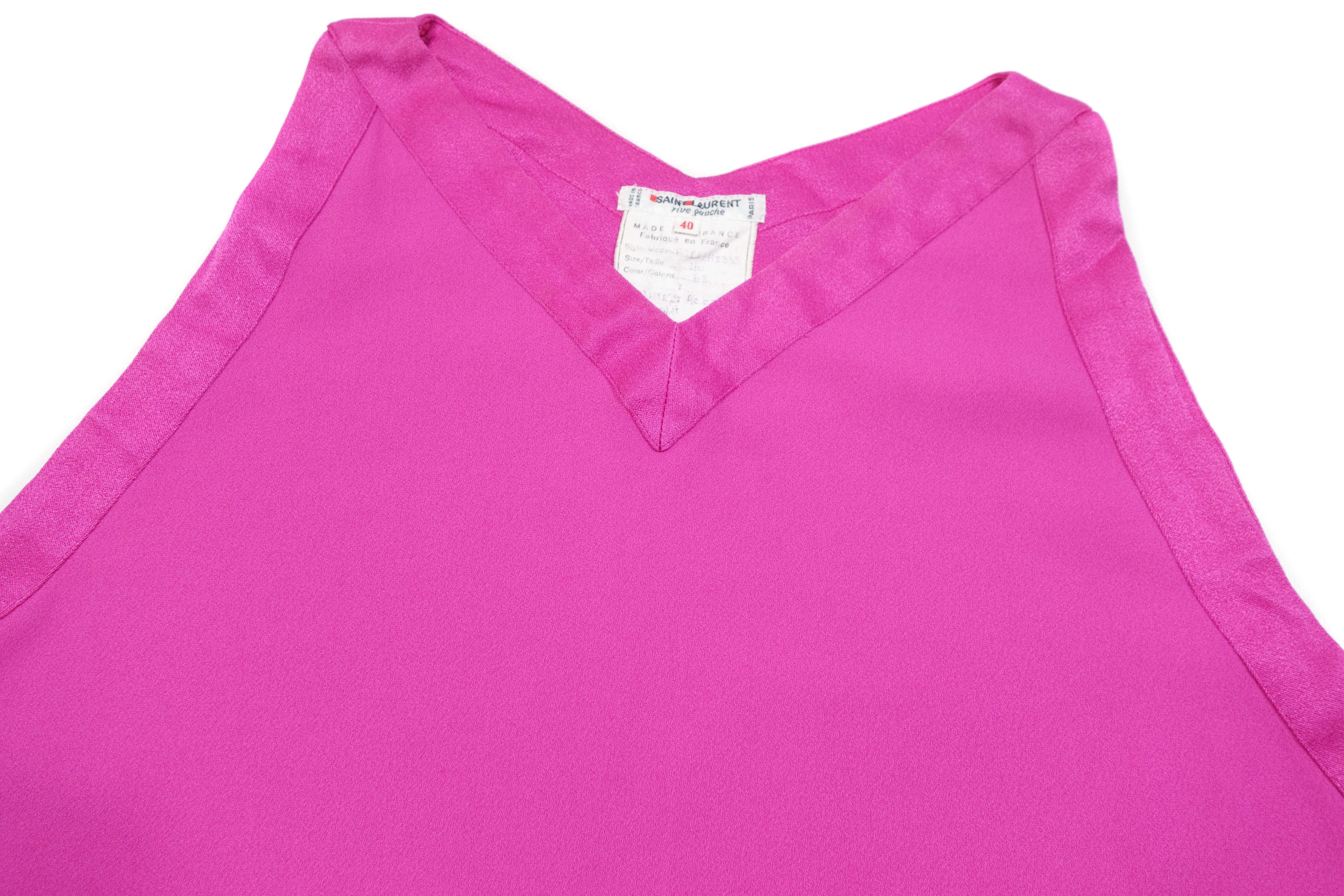 Saint Laurent Paris Rive Gauche Sleeveless Fuchsia Top 70s – 80s Vintage Size M / US 6-8 / IT 42-44 - 3 Thumbnail