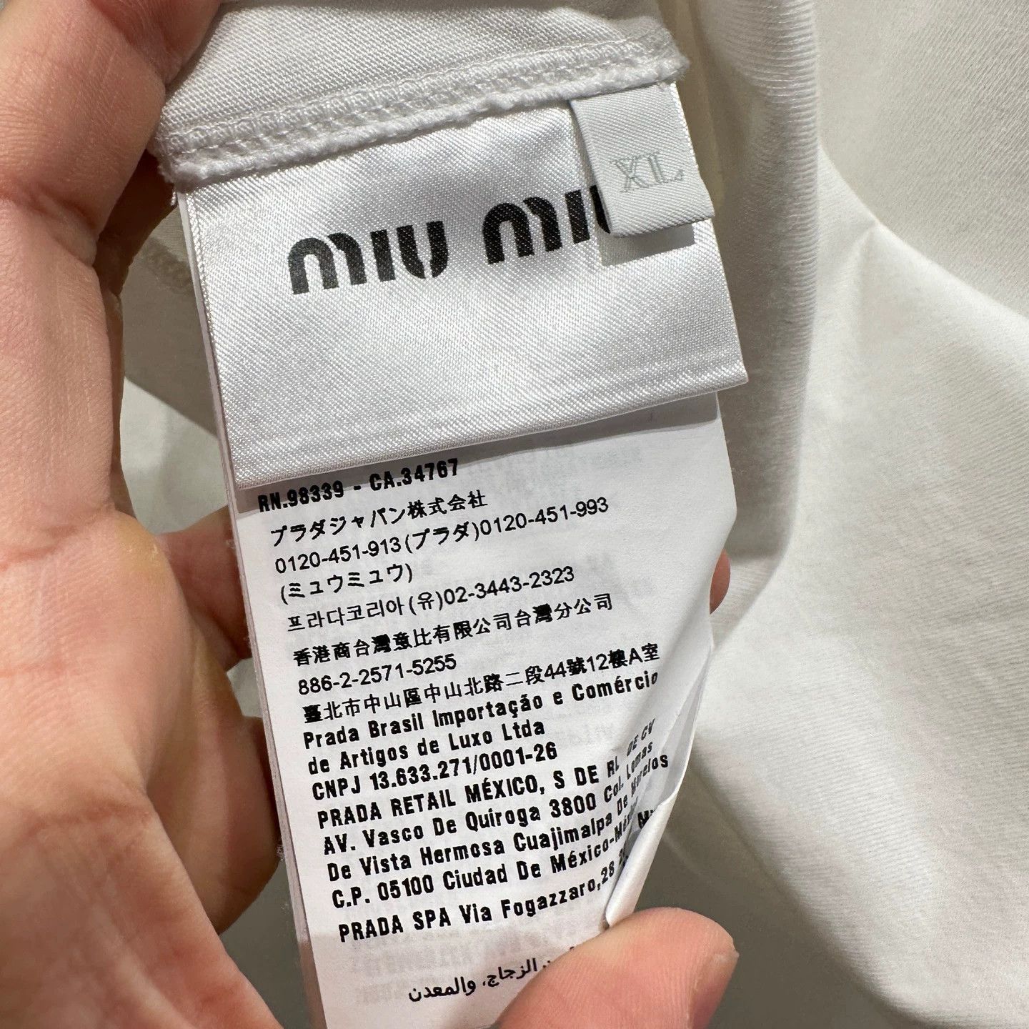 Miu Miu Miu Miu mar422 neck crystal logo short longsleeve XL cotton Size XL / US 12-14 / IT 48-50 - 4 Thumbnail