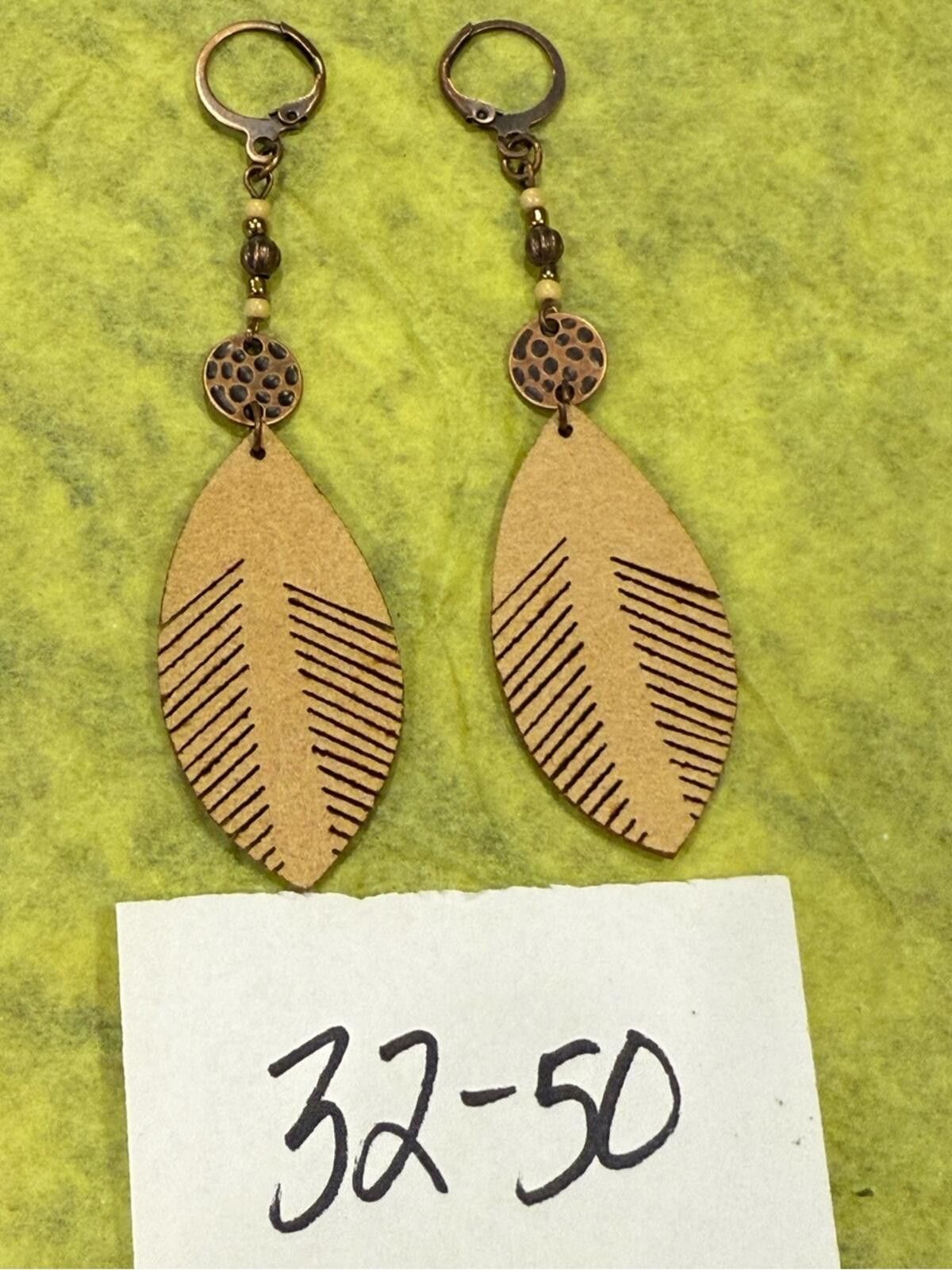 Other Feather leather bead metallic cutout dangle earrings neutral Size ONE SIZE - 6 Thumbnail