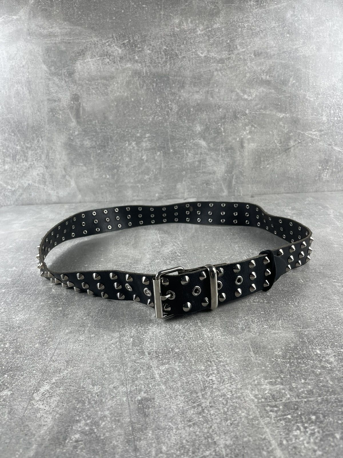 Vintage Y2K Studded Leather Belt Black Punk Wide Grommet Belt Size ONE SIZE - 2 Thumbnail