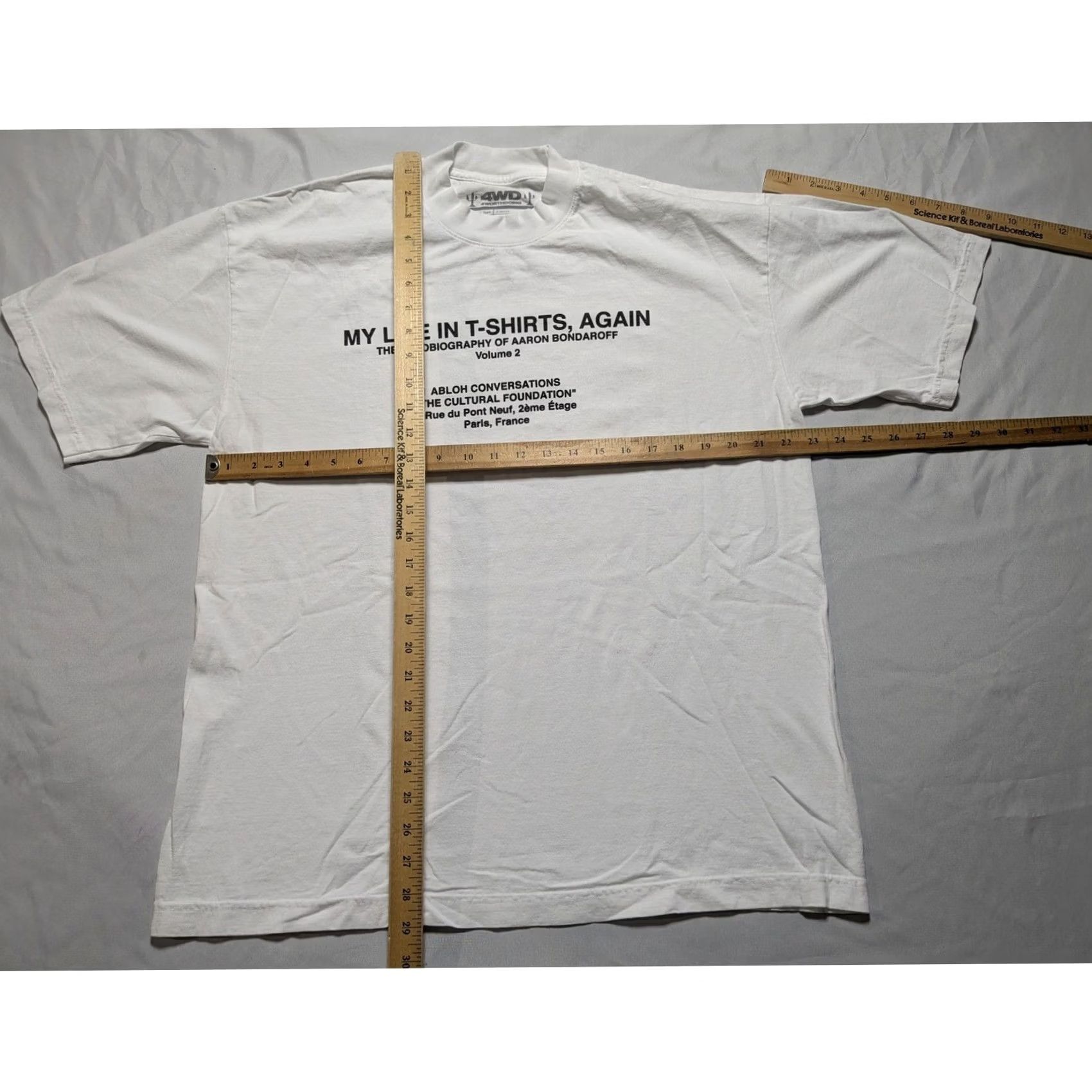Vintage 4WD x Canary Yellow Virgil Abloh Conversations T-Shirt XL White Crew Neck Short Sleeve Graphic Print Logo Limited Edition Mens Fashion 2021 Rare Size US XL / EU 56 / 4 - 6 Thumbnail