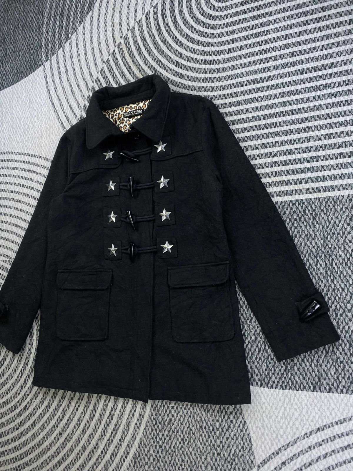 Japanese Brand Hell Cat Punk Not Dead Black Long Duffle Coat Jacket Size US M / EU 48-50 / 2 - 4 Thumbnail