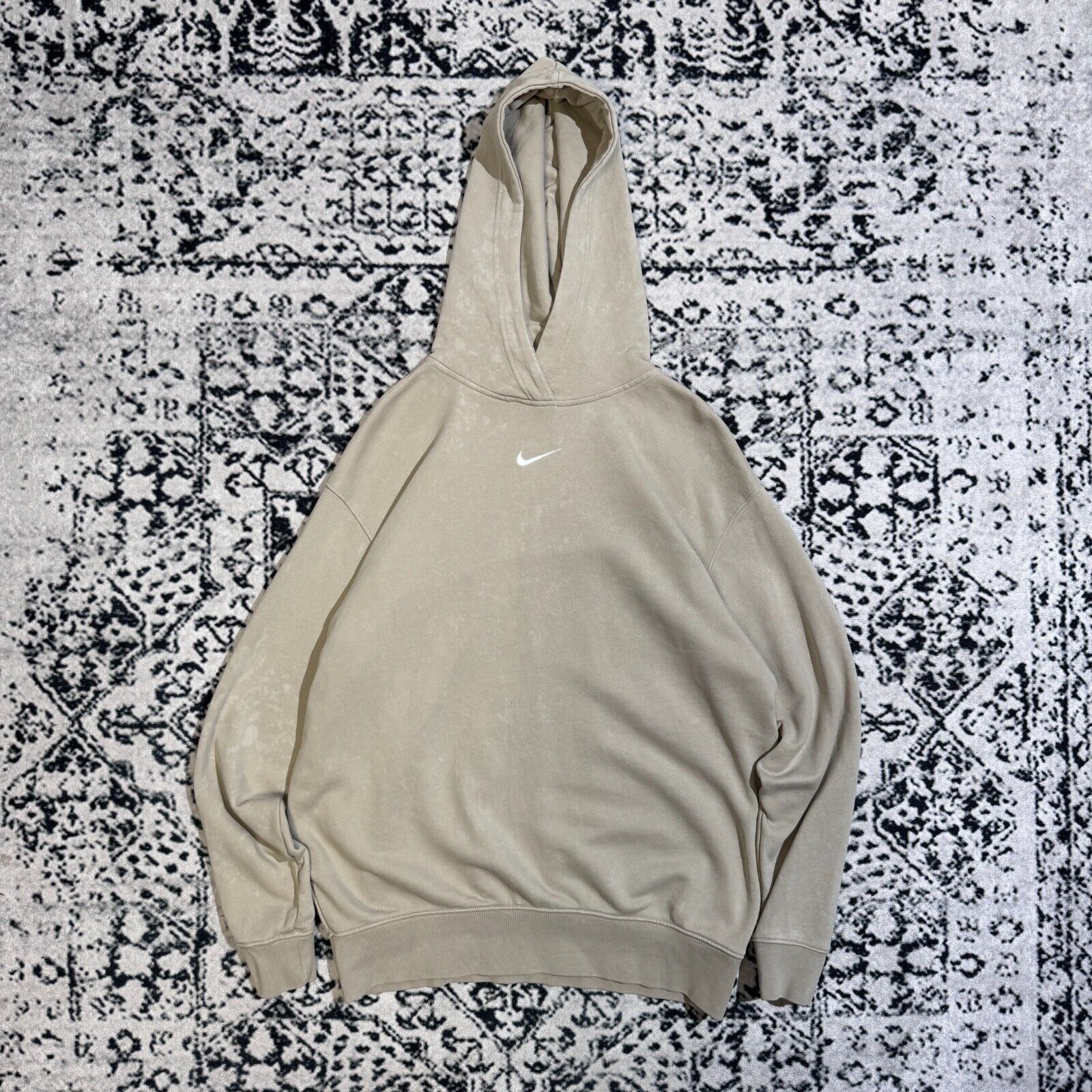 Nike × Vintage Vintage Nike Beige Tan Cotton Hoodie XS Center Swoosh Y2K Size US XS / EU 42 / 0 - 1 Thumbnail