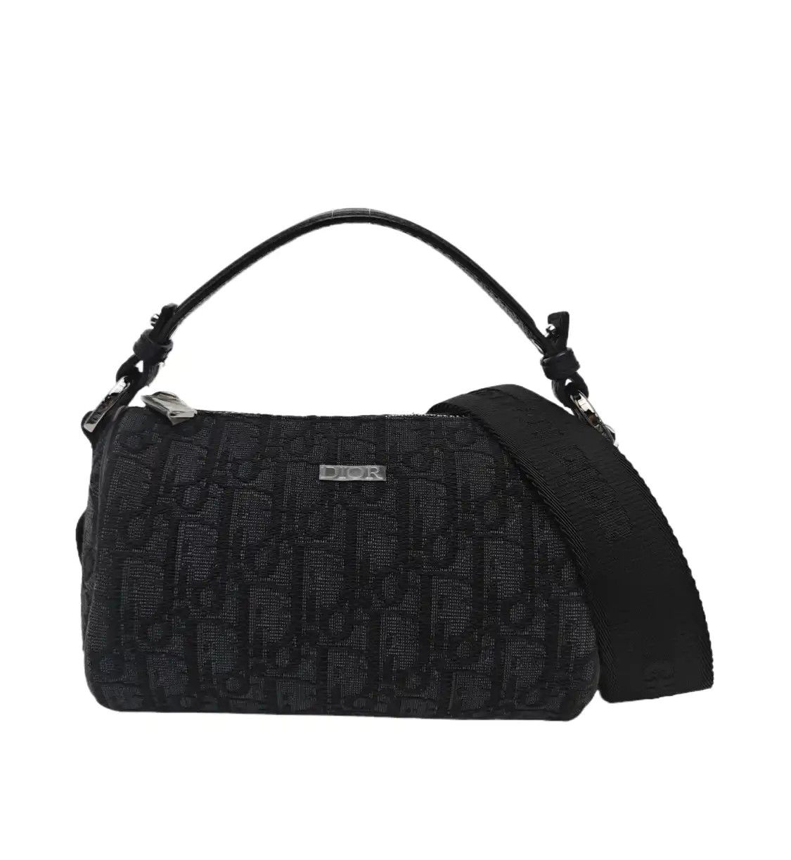Dior DIOR black canvas monogram jacquard shoulder bag handbag crossbody bag silver ha Size ONE SIZE - 1 Thumbnail