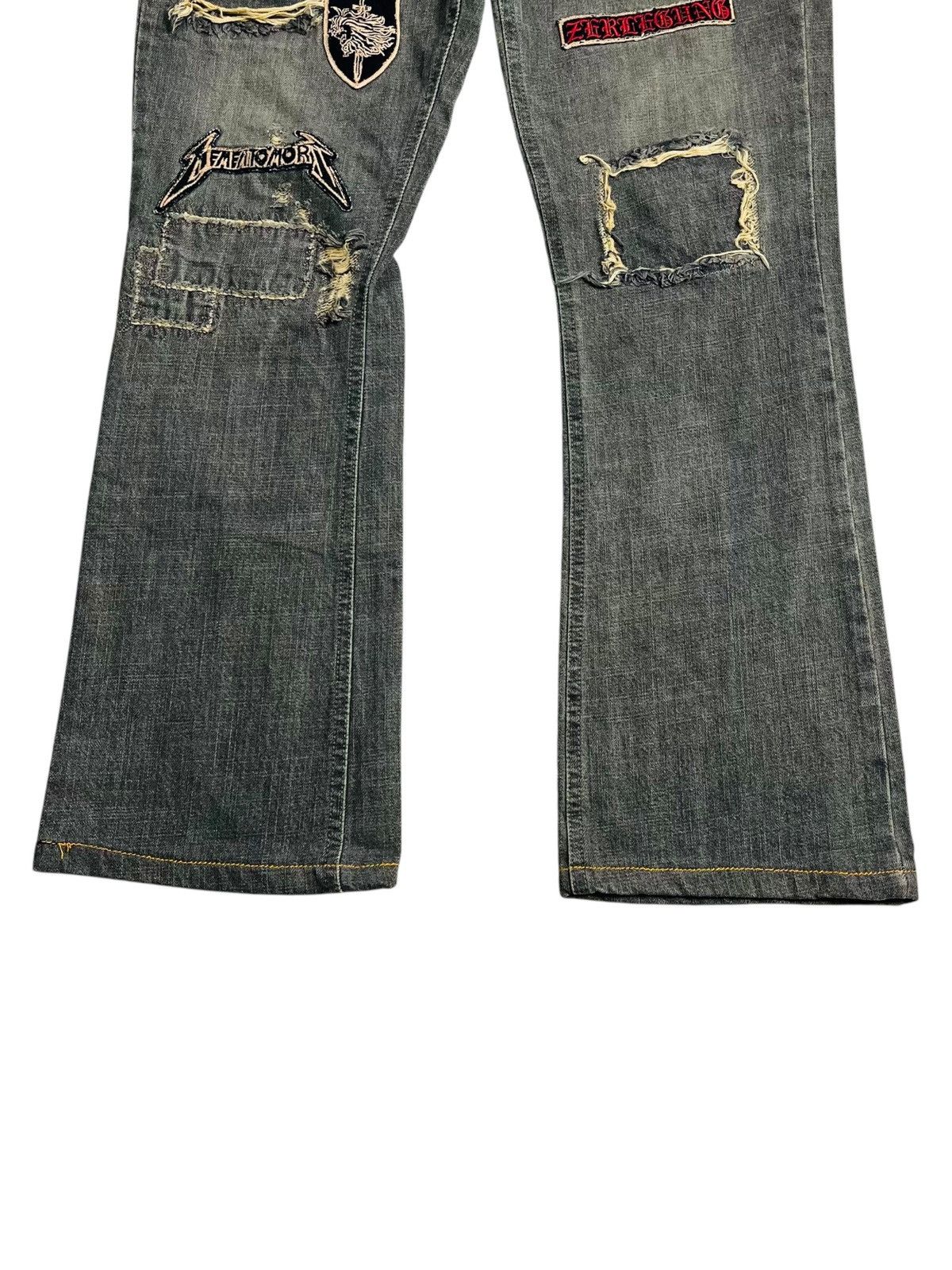 If Six Was Nine 2000s Schlussel - Mudwash Patchwork Flared Denim Size US 30 / EU 46 - 3 Thumbnail
