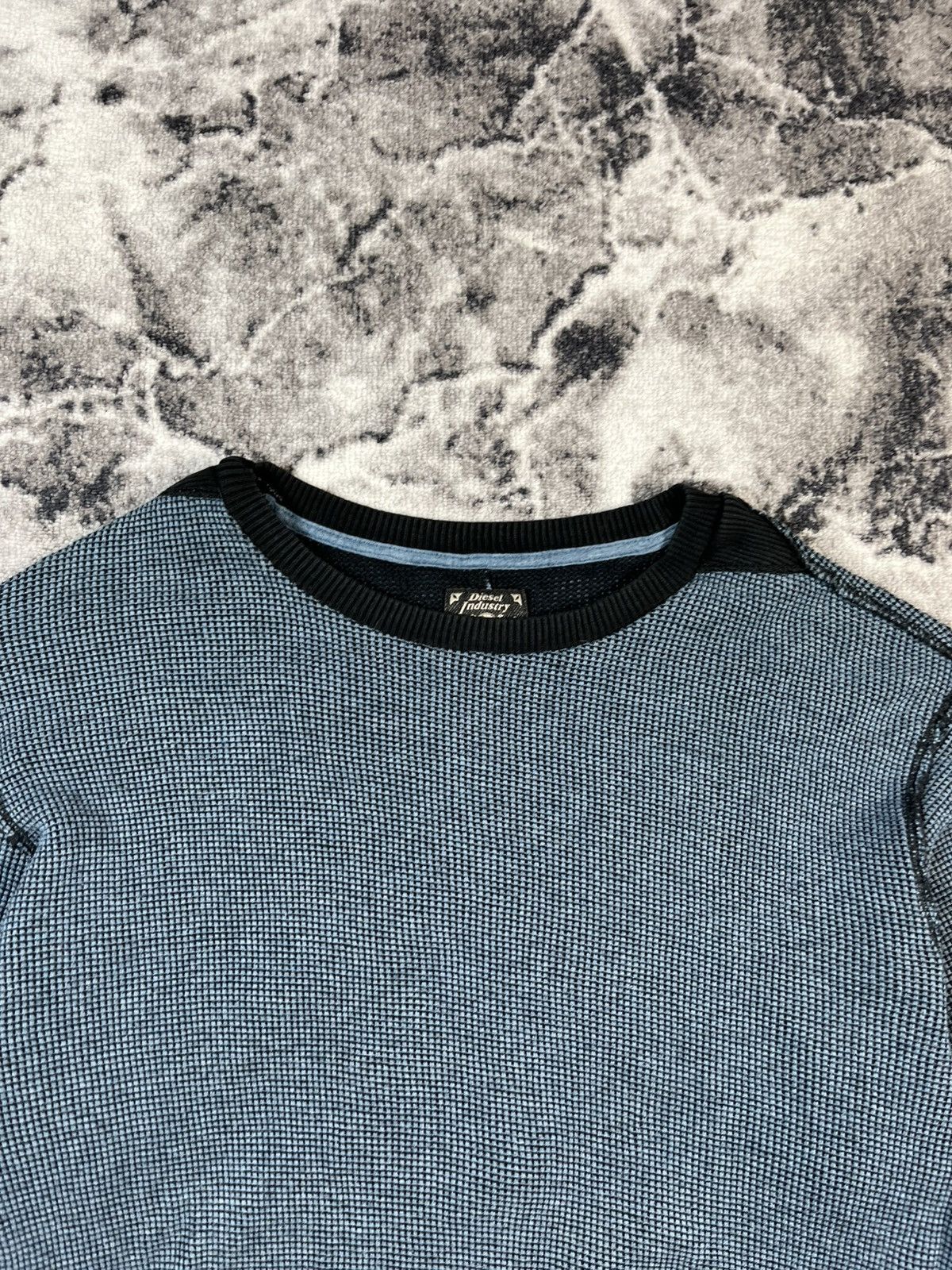 Diesel Diesel Waffle Knit Sweatshirt Blue Cotton Crew L Size US L / EU 52-54 / 3 - 5 Thumbnail