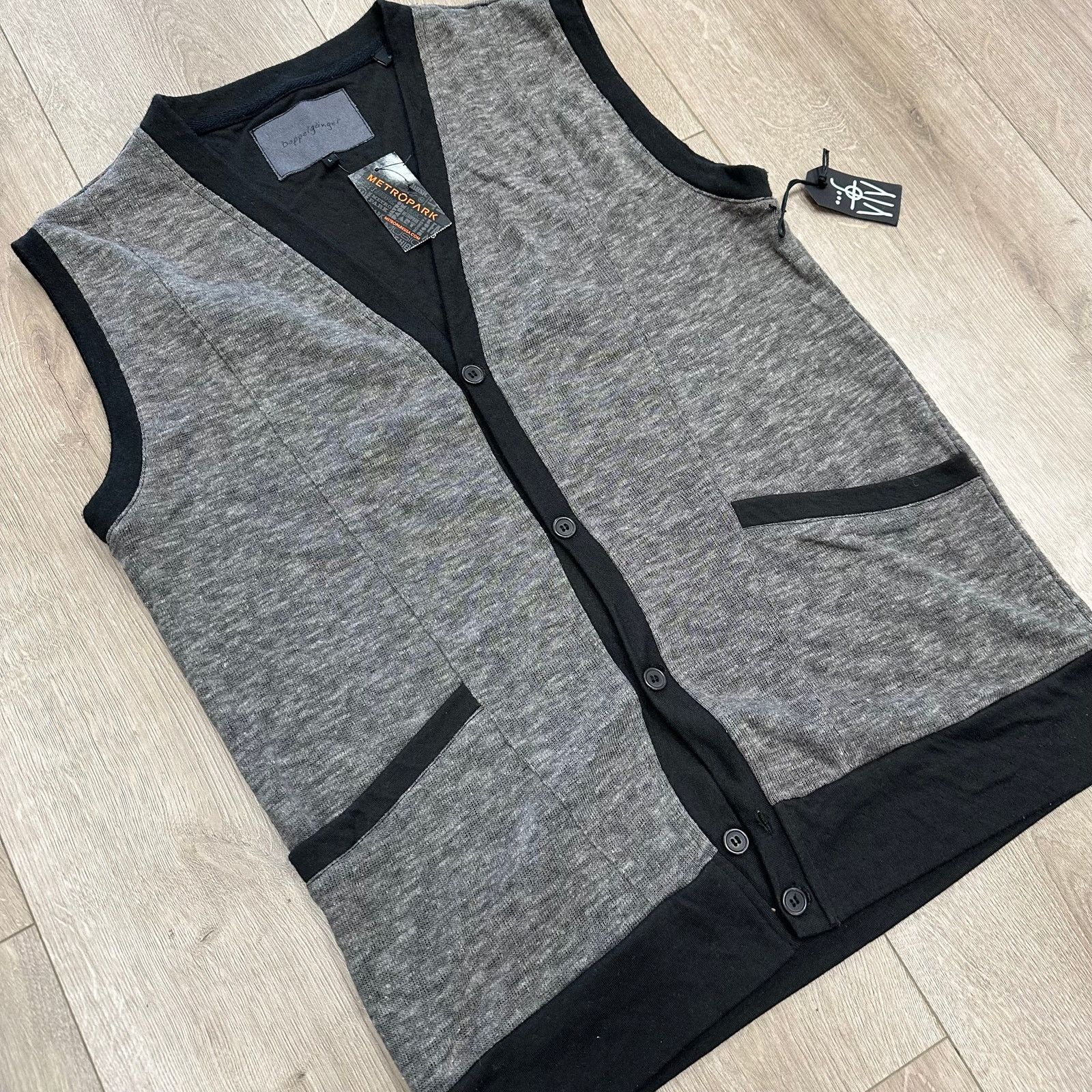 Tripp NYC Doppelganger Presto Jersey Knit Vest Black Gray Size Large L Size US L / EU 52-54 / 3 - 3 Thumbnail