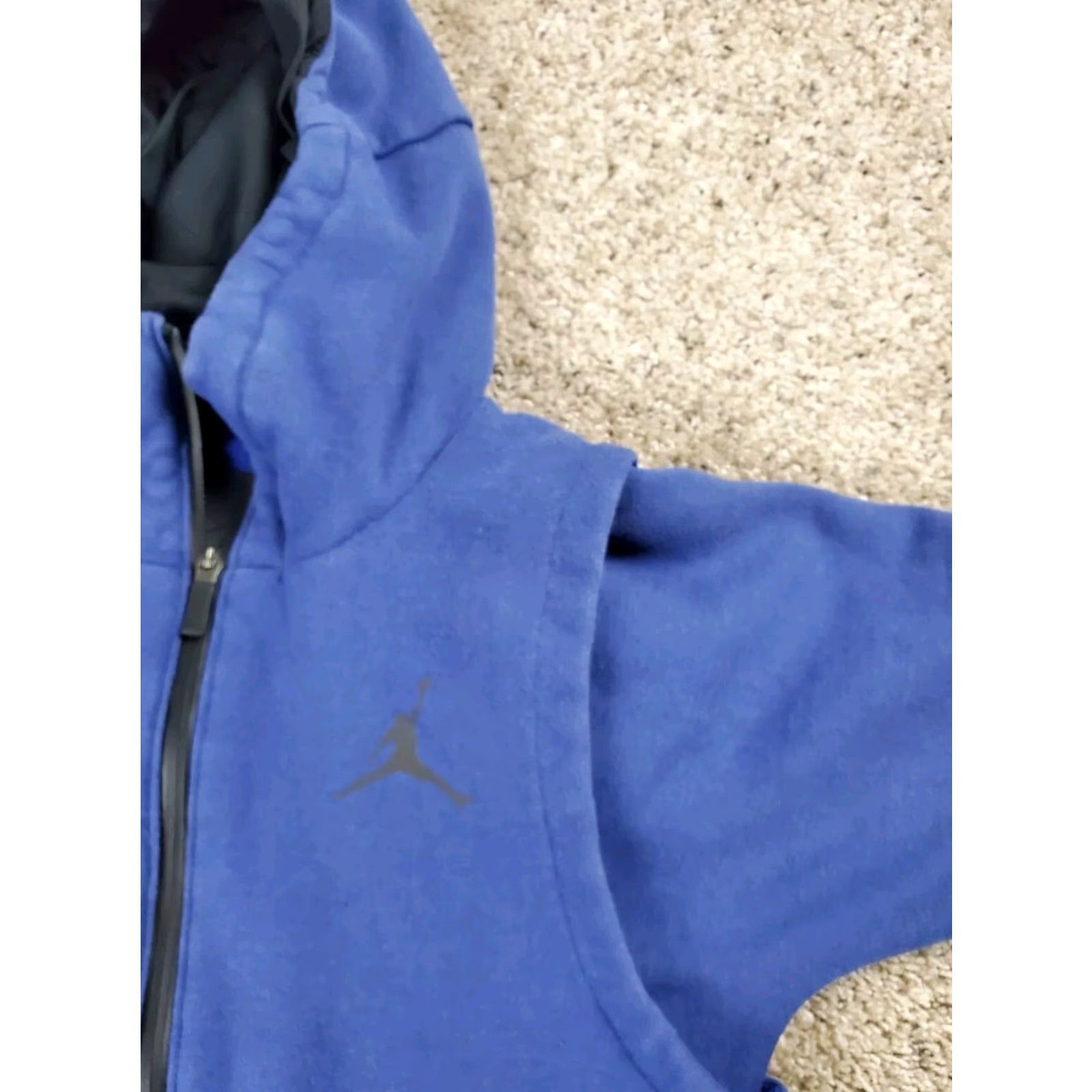 Jordan Brand Nike Air Jordan Tech Fleece Hoodie Small Mens Blue Full Zip Vented Pockets Size US S / EU 44-46 / 1 - 5 Thumbnail