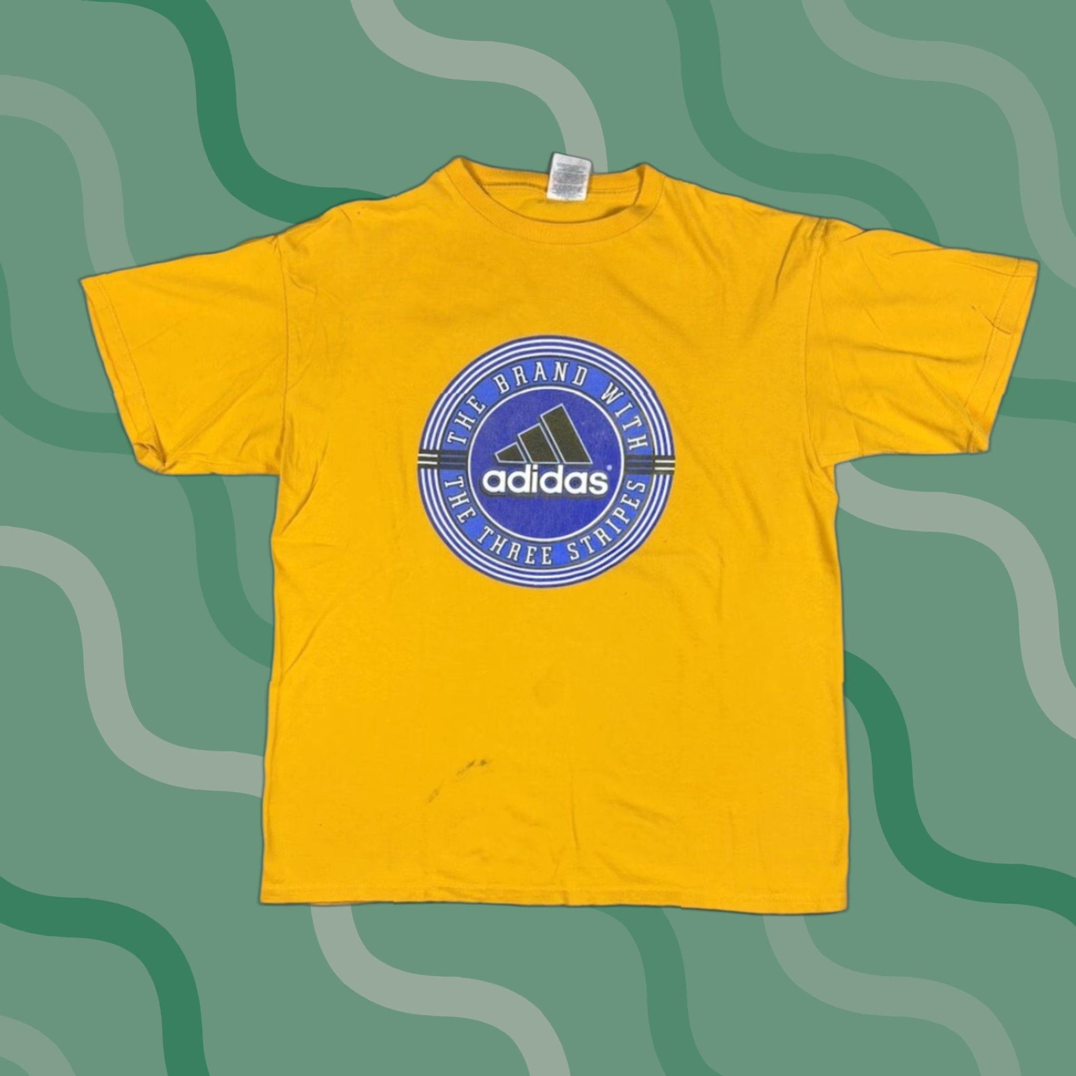 Adidas VINTAGE Adidas Three Stripe Promo T Shirt Mens Yellow L Striped Short Sleeve Crew Neck Cotton 90s USA Batman Backyardigans Beauty and the Beast Size US L / EU 52-54 / 3 - 1 Thumbnail