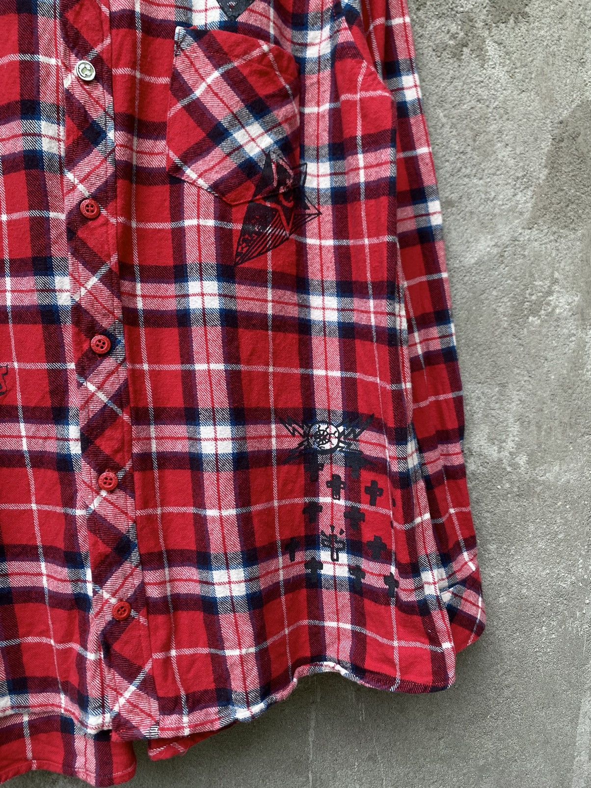 If Six Was Nine × Japanese Brand × Le Grande Bleu (L.G.B.) Japanes World wide love studded plaid button shirt Size US M / EU 48-50 / 2 - 3 Thumbnail