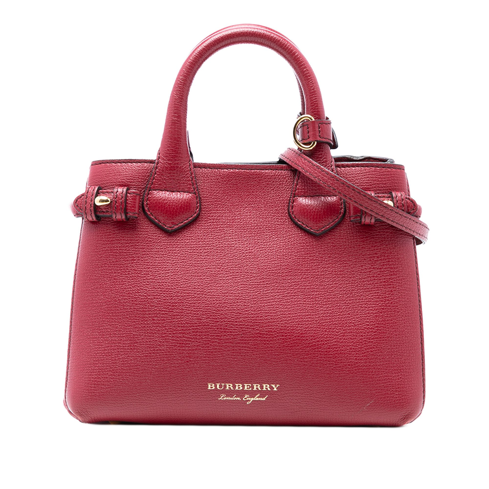 Burberry Small Grainy Calfskin and House Check Banner Satchel