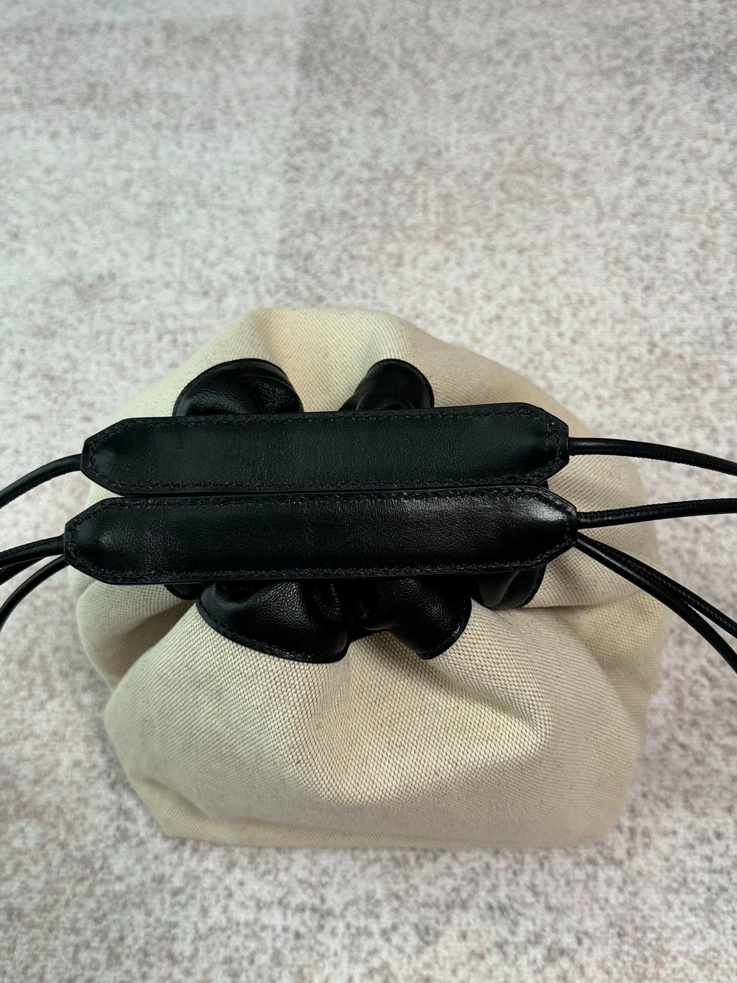 Jil Sander JIL SANDER White/Black Canvas Lambskin Drawstring Bag Size ONE SIZE - 5 Thumbnail