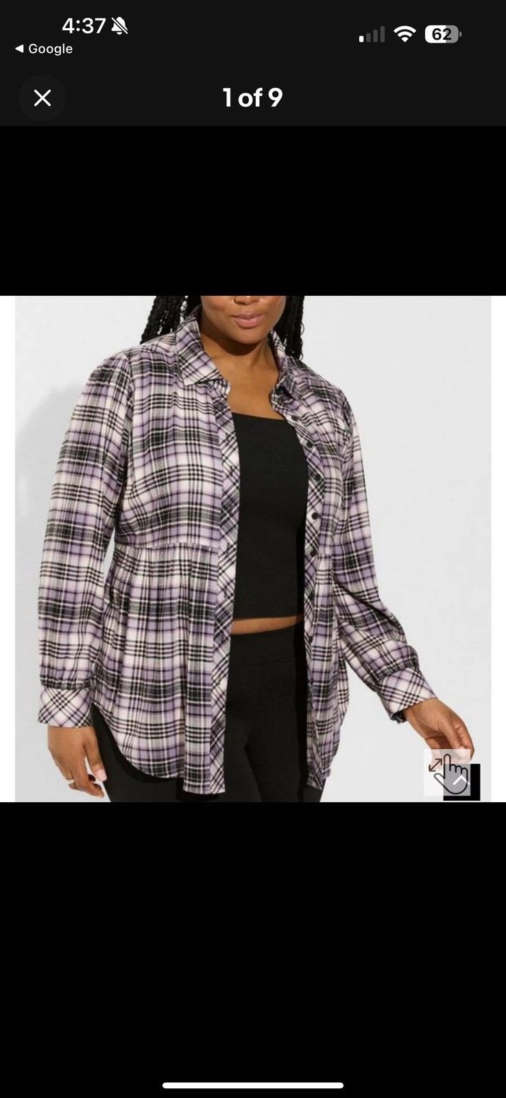 Torrid Softest Flannel Tie Back Button Up Tunic Size ONE SIZE - 2 Thumbnail