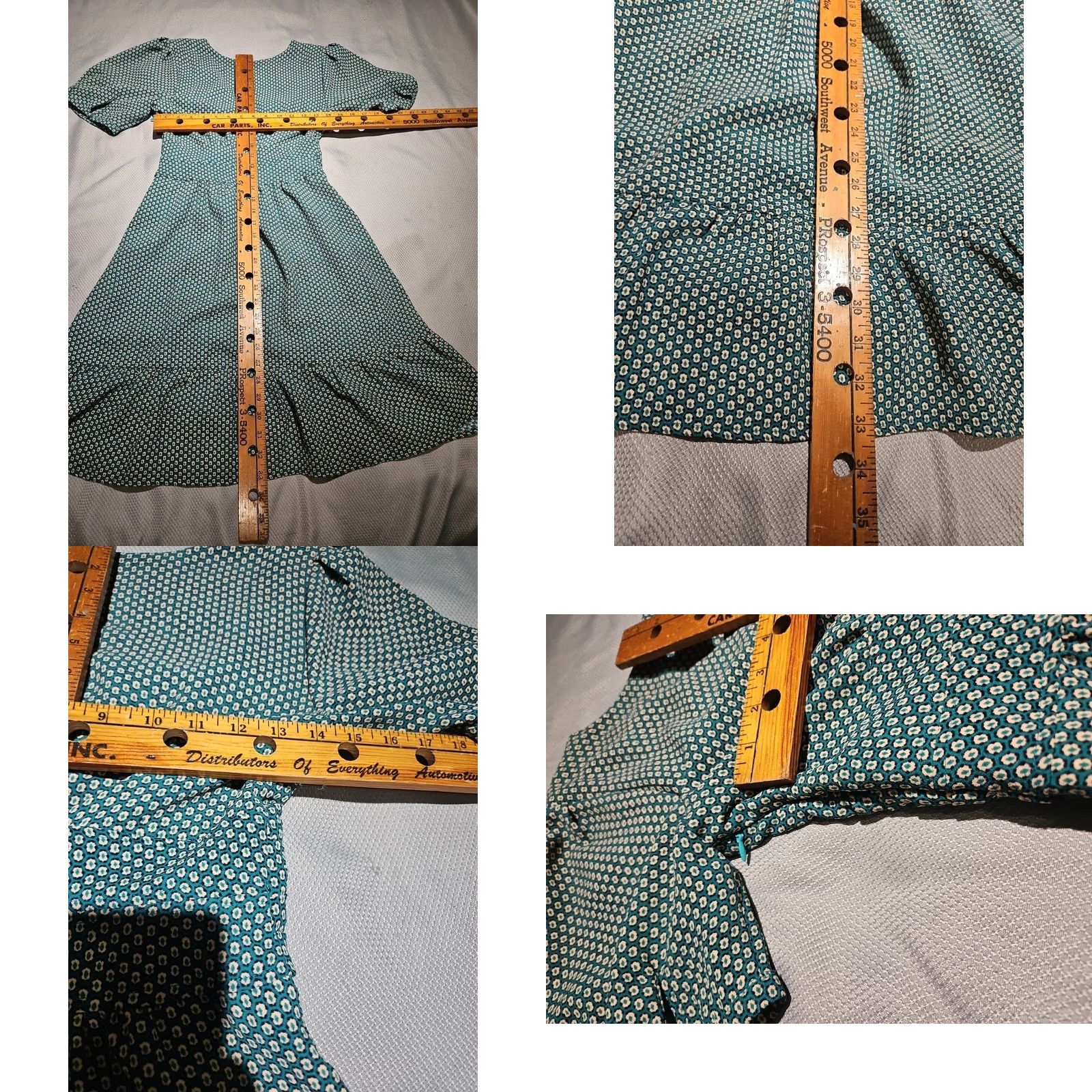 Vintage Maeve Dress Turquoise Green Floral Belted A-Line Short Sleeve V-Neck 2 Purple? Size XS / US 0-2 / IT 36-38 - 9 Thumbnail
