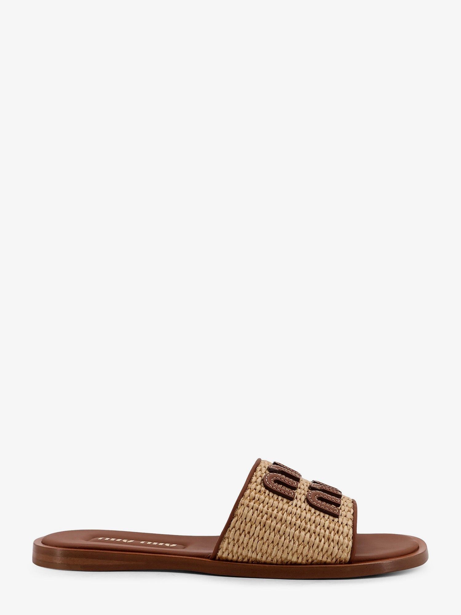 Miu Miu Raffia And Leather Sandals With Logo Lettering Size US 6 / IT 36 - 1 Thumbnail