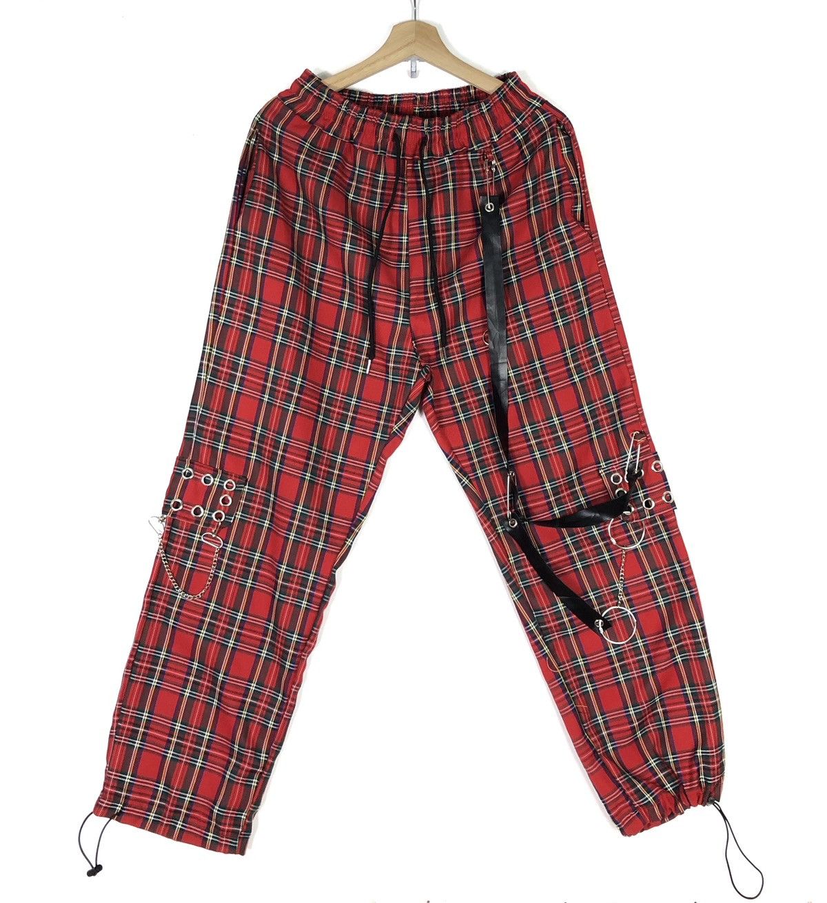 image of Seditionaries Volcan & Aphrodite Osaka Punk Tartan Bondage Style Pants in Red, Men's (Size 30)