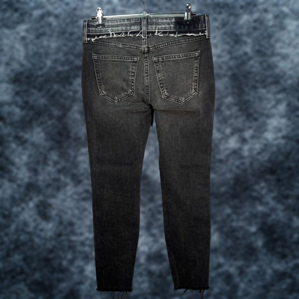 AMO VINTAGE AMO Womens Size 25 Distressed Black Denim Skinny Jeans Two-Tone Washed Raw Hem Size 42" / US 20 - 1 Thumbnail