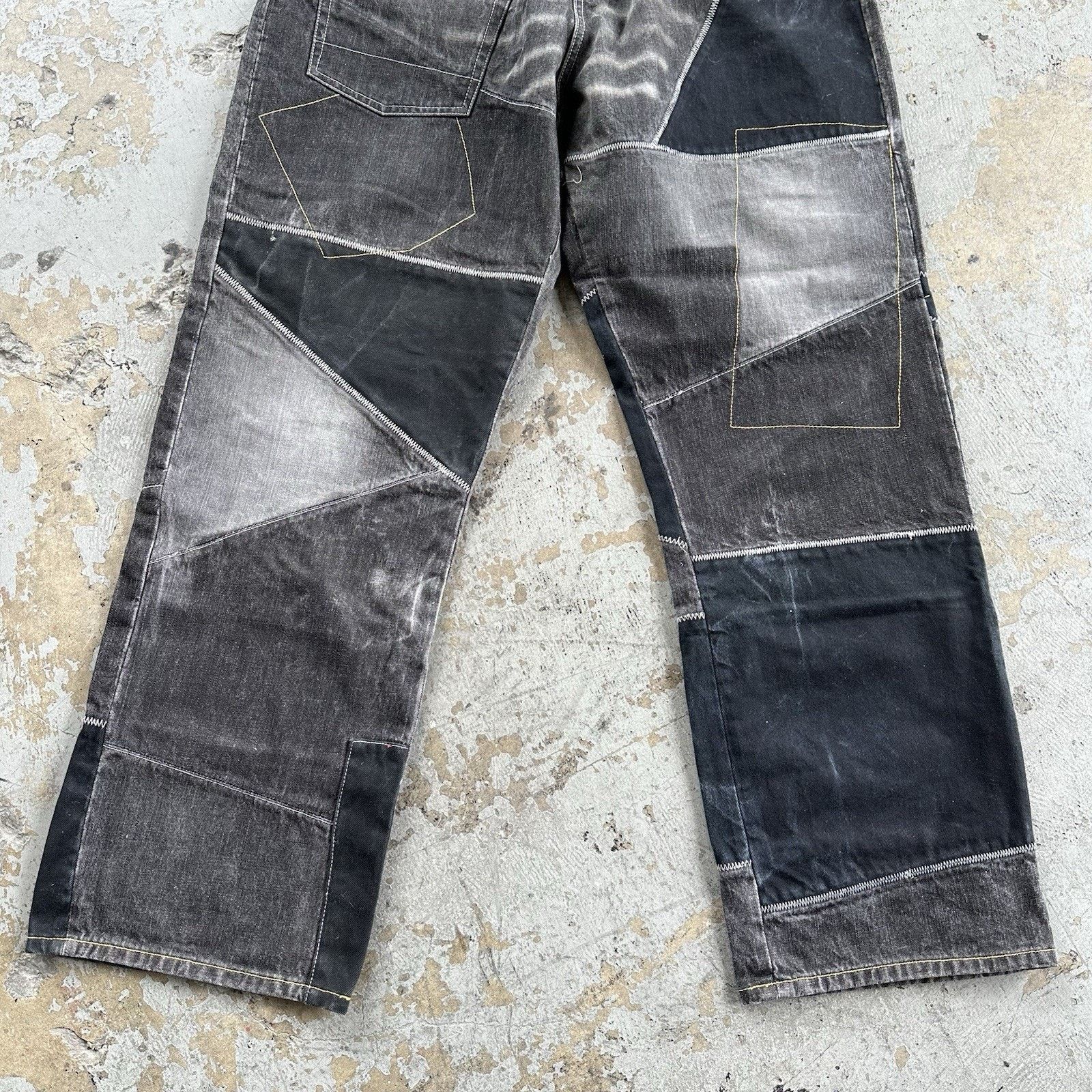 Akademiks Vintage Y2K Akademiks Faded Black Patchwork Denim Jeans Size US 36 / EU 52 - 3 Thumbnail