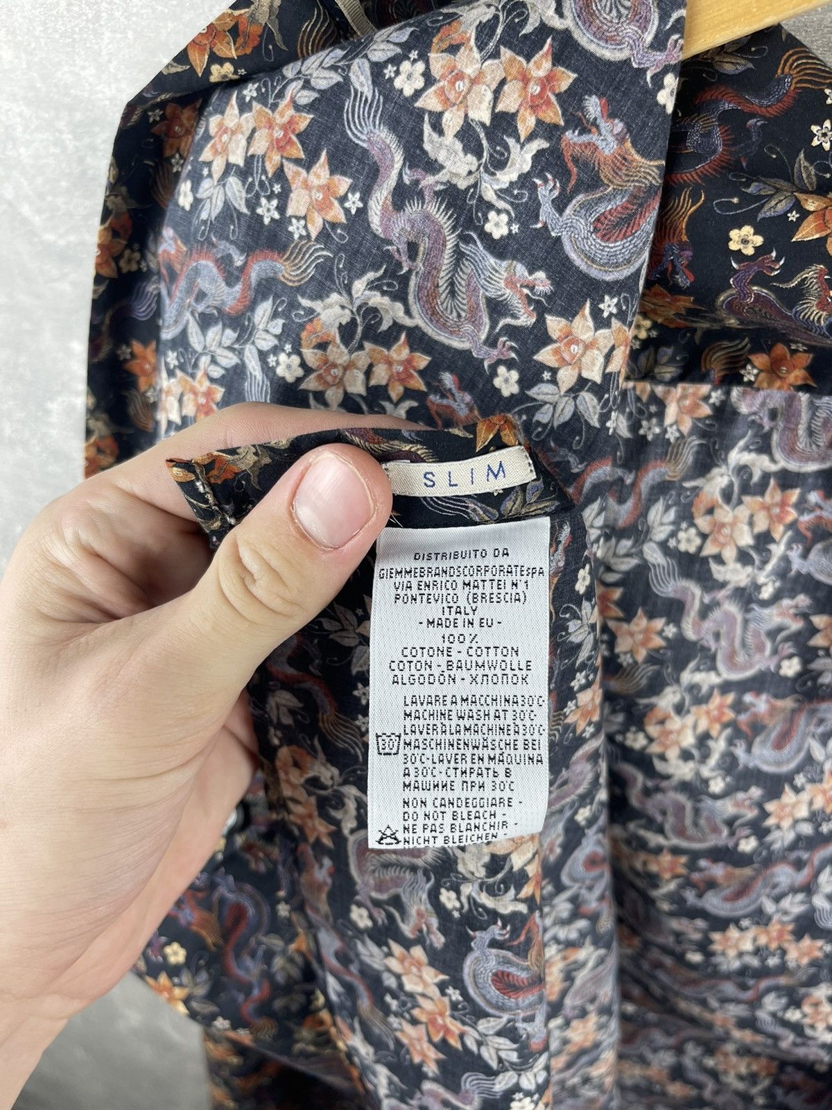 Tintoria Mattei × Vintage Tintaria Mattei Flower Cotton Luxury Slim Shirt Size US XS / EU 42 / 0 - 10 Thumbnail