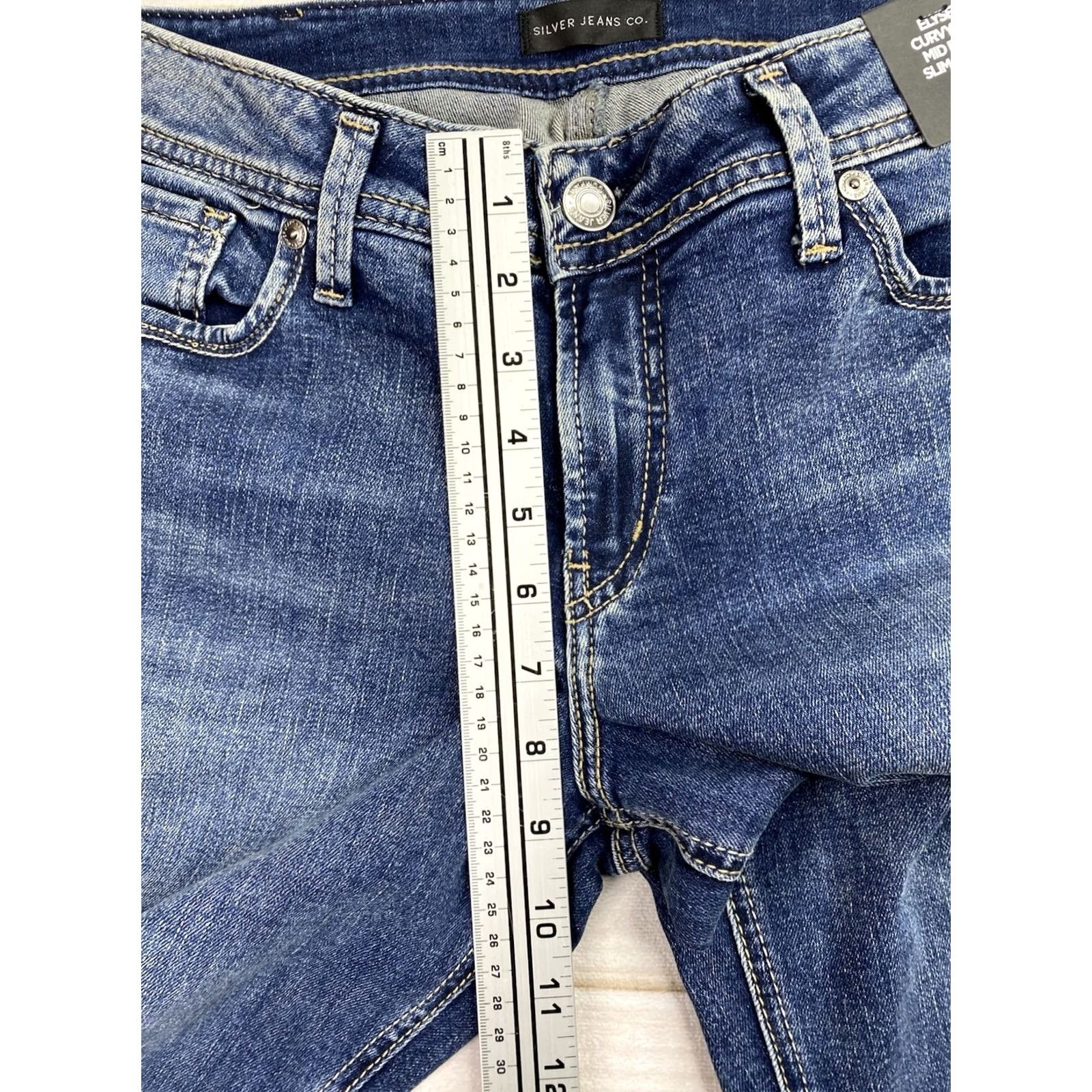 Silver Jeans Co. Silver Jeans Co. Elyse Jeans Dark Wash Slim Bootcut 30x33 Women Bleed NWT Denim Blue 5-Pocket Regular Basin 30" Inseam Jeans Womens Size 30" / US 8 / IT 44 - 6 Thumbnail