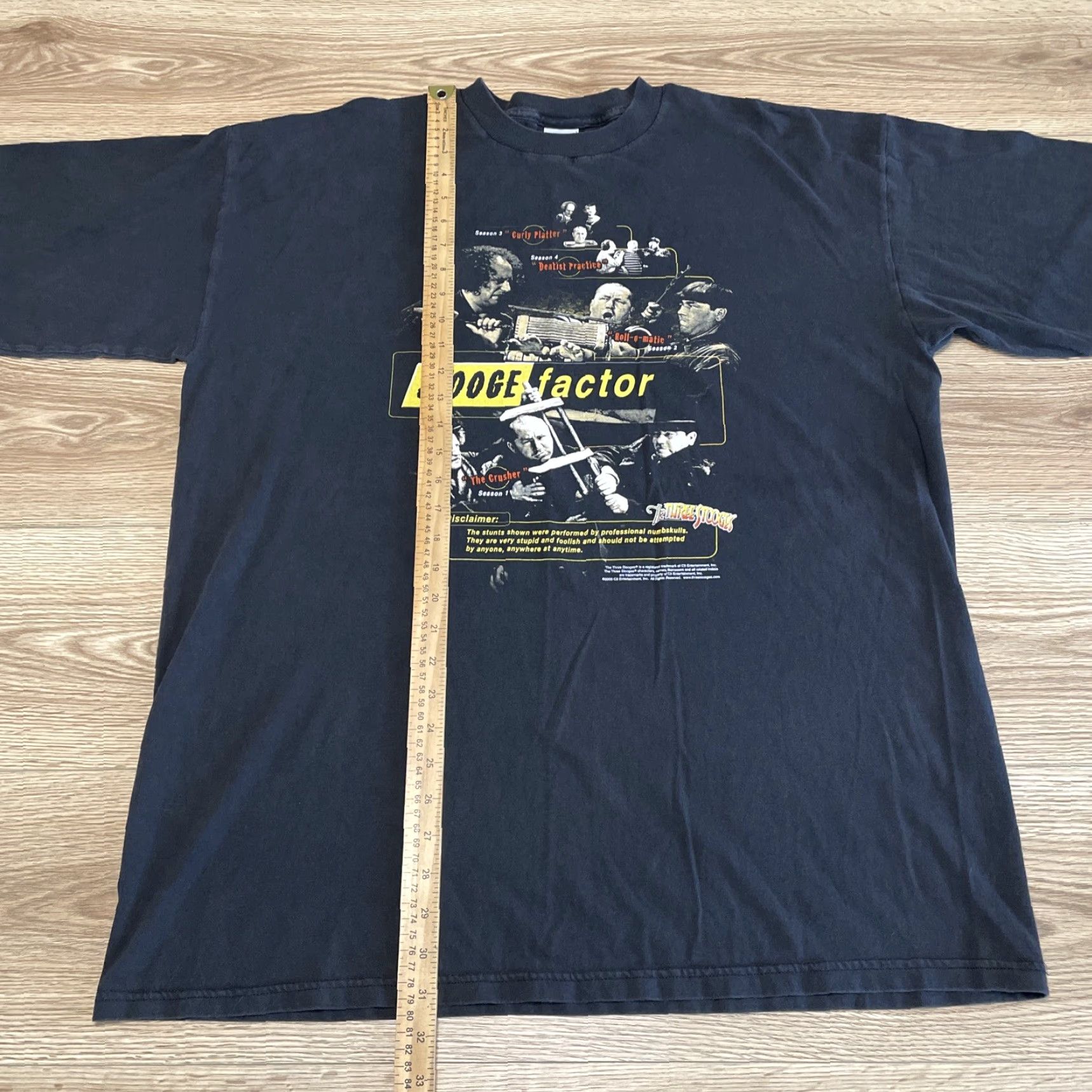Gildan Vintage The Three Stooges Fear Factor Parody T-Shirt Men 2XL Black Funny 2000s Size US XXL / EU 58 / 5 - 4 Thumbnail