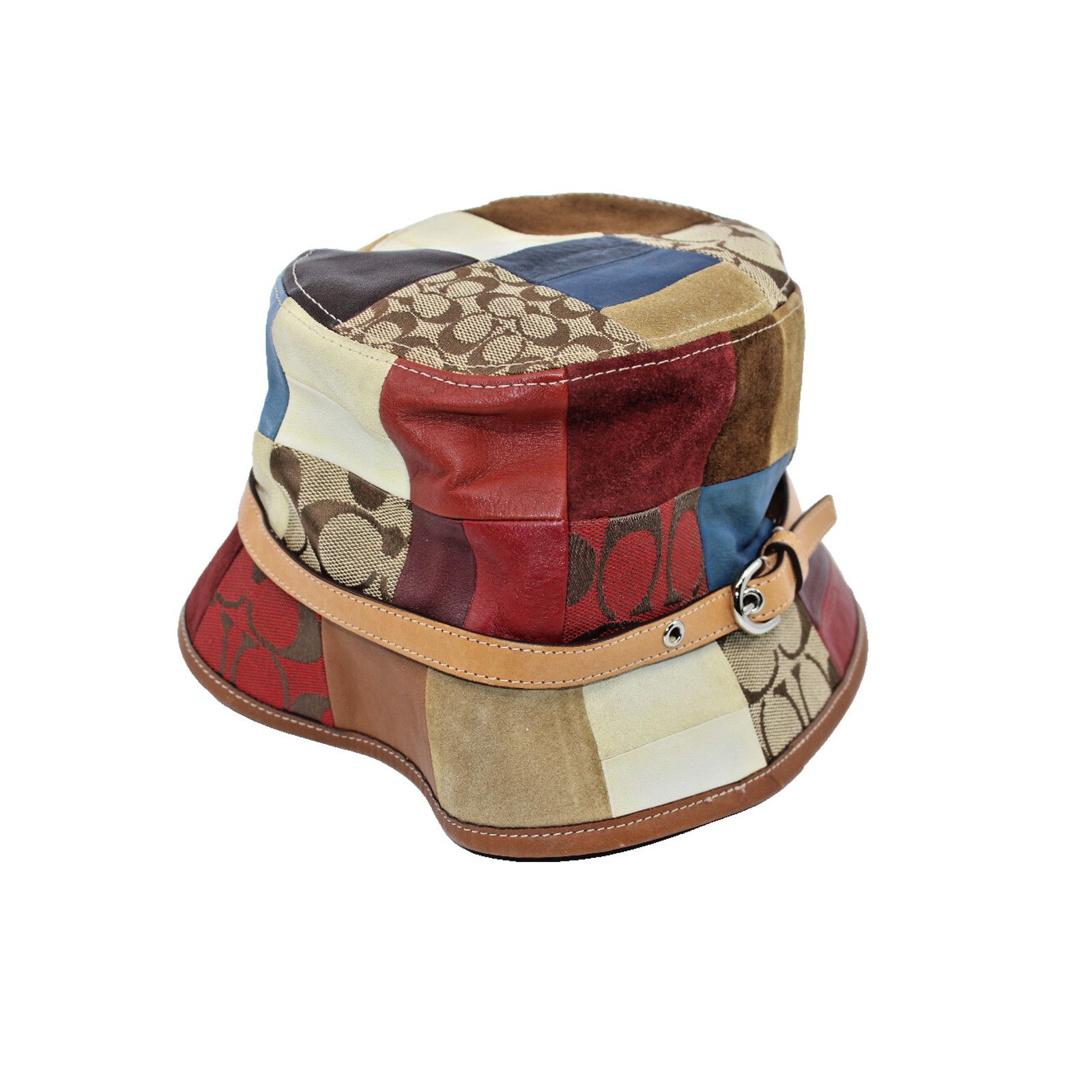 Coach Vintage 2000 COACH Patchwork Bucket Hat Leather Canvas Sz S Size ONE SIZE - 1 Thumbnail