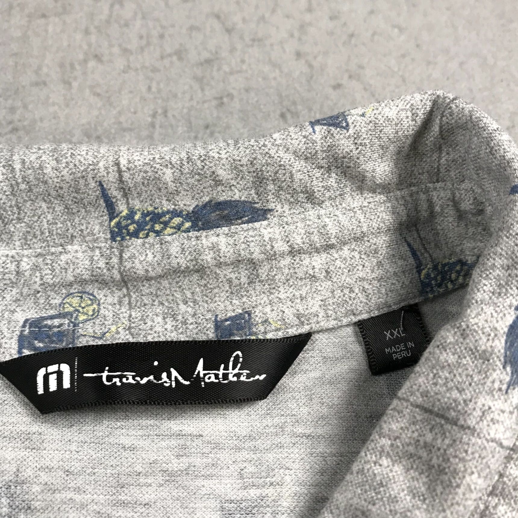 TravisMathew Travis Mathew Polo Shirt Mens 2XL Gray Golf AOP Summer Short Sleeve Collared Polo Mens 2XL Gray USA Hawaiian Flag Theme Size US XXL / EU 58 / 5 - 4 Thumbnail