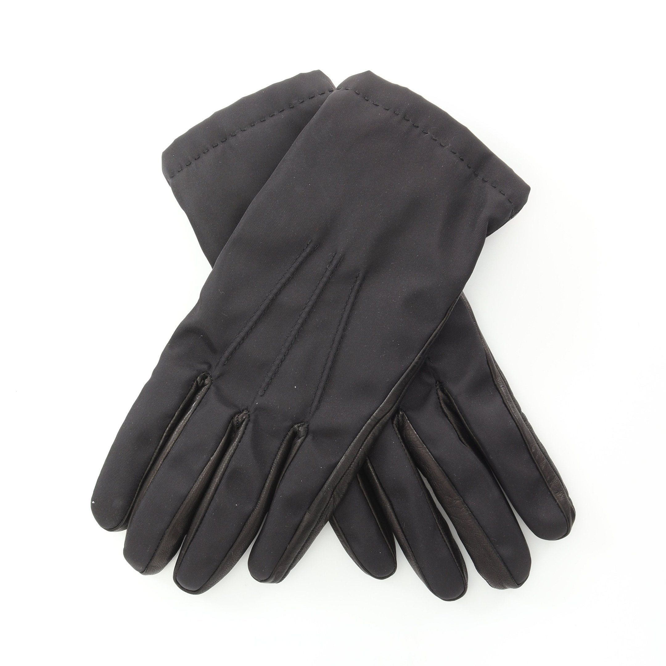 Prada Prada Gloves Glove Nylon Lamb Leather Black Size ONE SIZE - 1 Thumbnail