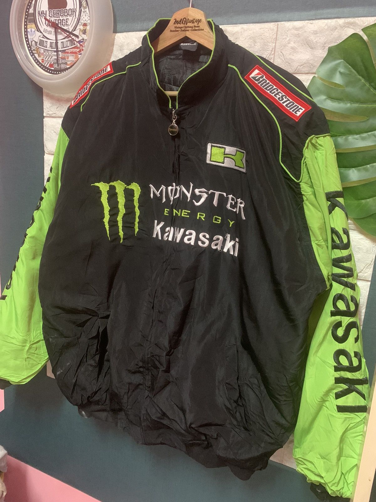 Sports Specialties × Vintage RARE!! Bomber Jacket Racing KAWASAKI Size US L / EU 52-54 / 3 - 2 Thumbnail