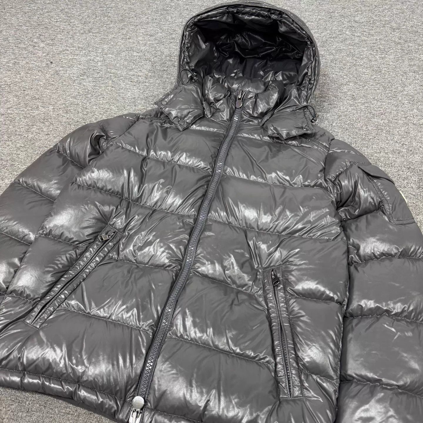 Moncler Moncler Maya Shiny Gray Hooded Down Jacket Size 3 Size US L / EU 52-54 / 3 - 4 Thumbnail
