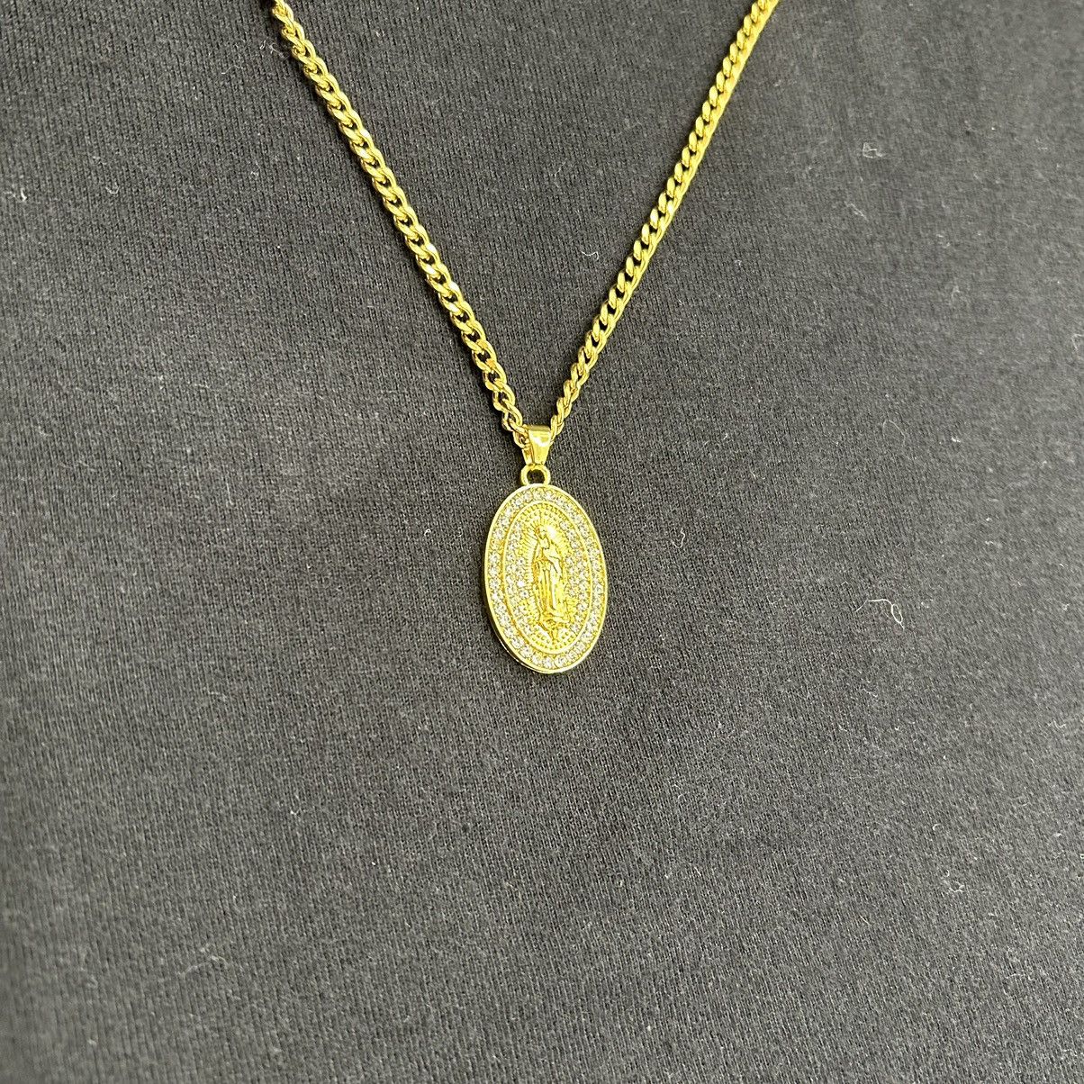Japanese Brand × Vintage Y2K 2000s gold plated Maria pendant hip hop chain Size ONE SIZE - 2 Thumbnail