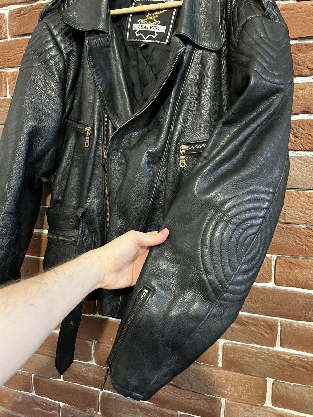 Genuine Leather Rare 90s Biker Real Genuine Leather Metal Jacket Rock Size US XXL / EU 58 / 5 - 6 Thumbnail