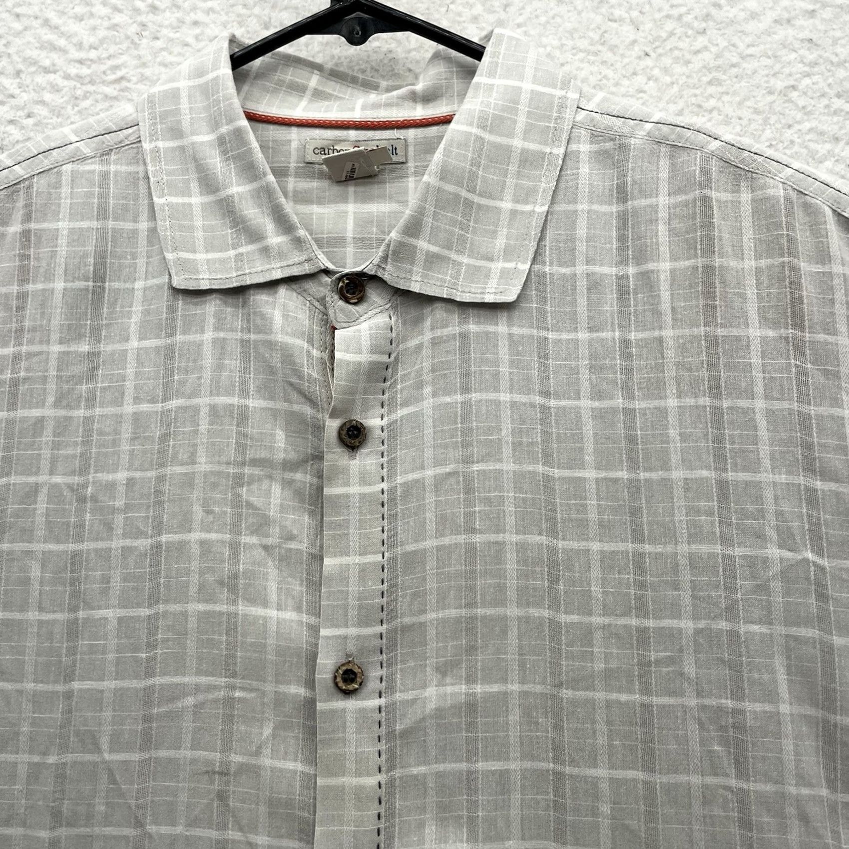 Carbon2Cobalt Carbon 2 Cobalt Shirt Mens Large Plaid Check Windowpane Gray Linen Blend Cotton Button-Up Casual Shirt Size US L / EU 52-54 / 3 - 4 Thumbnail