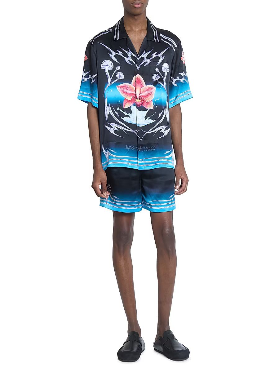 Casablanca os11x0326 Blades Silk Shorts in Multicolor Size US 34 / EU 50 - 2 Thumbnail