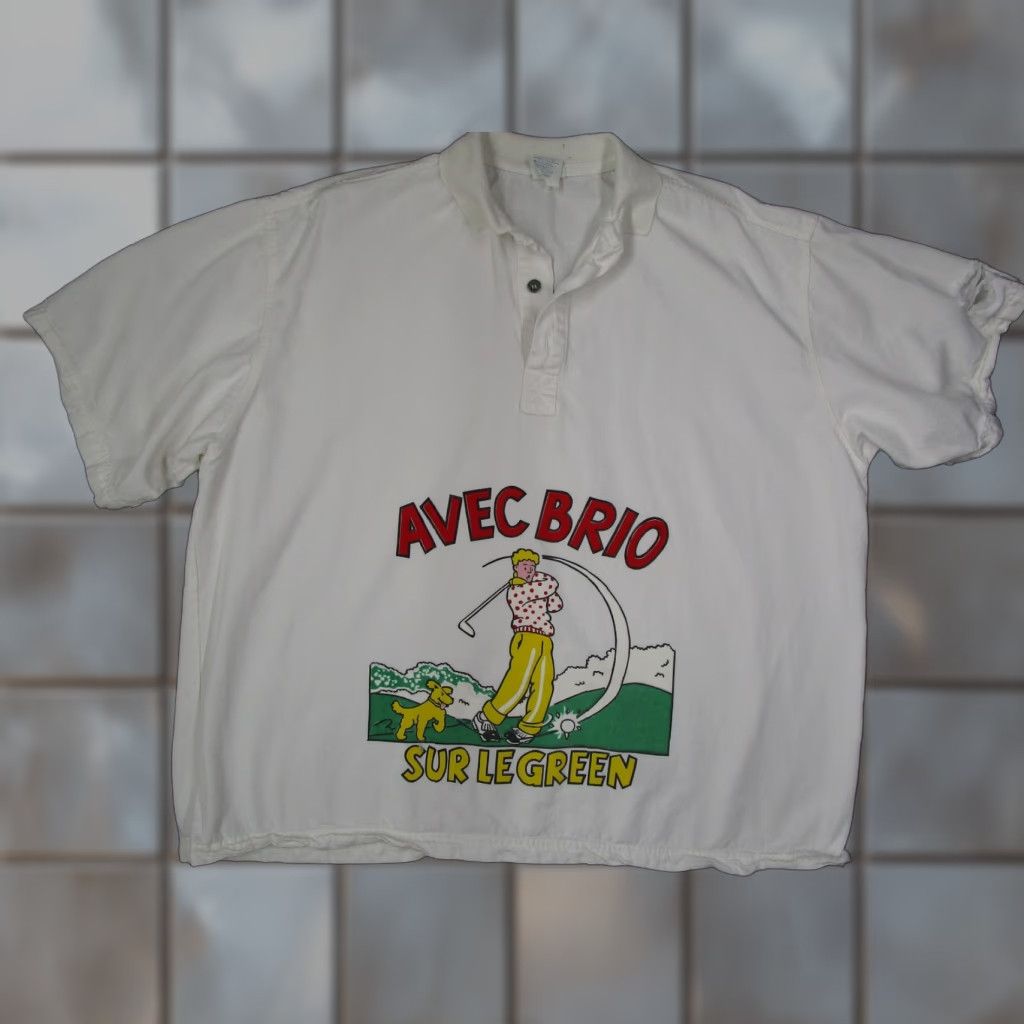 Vintage VINTAGE Avec Brio Polo Shirt Men Large White 90s French Golf Cartoon Dog Graphic Size US L / EU 52-54 / 3 - 1 Thumbnail