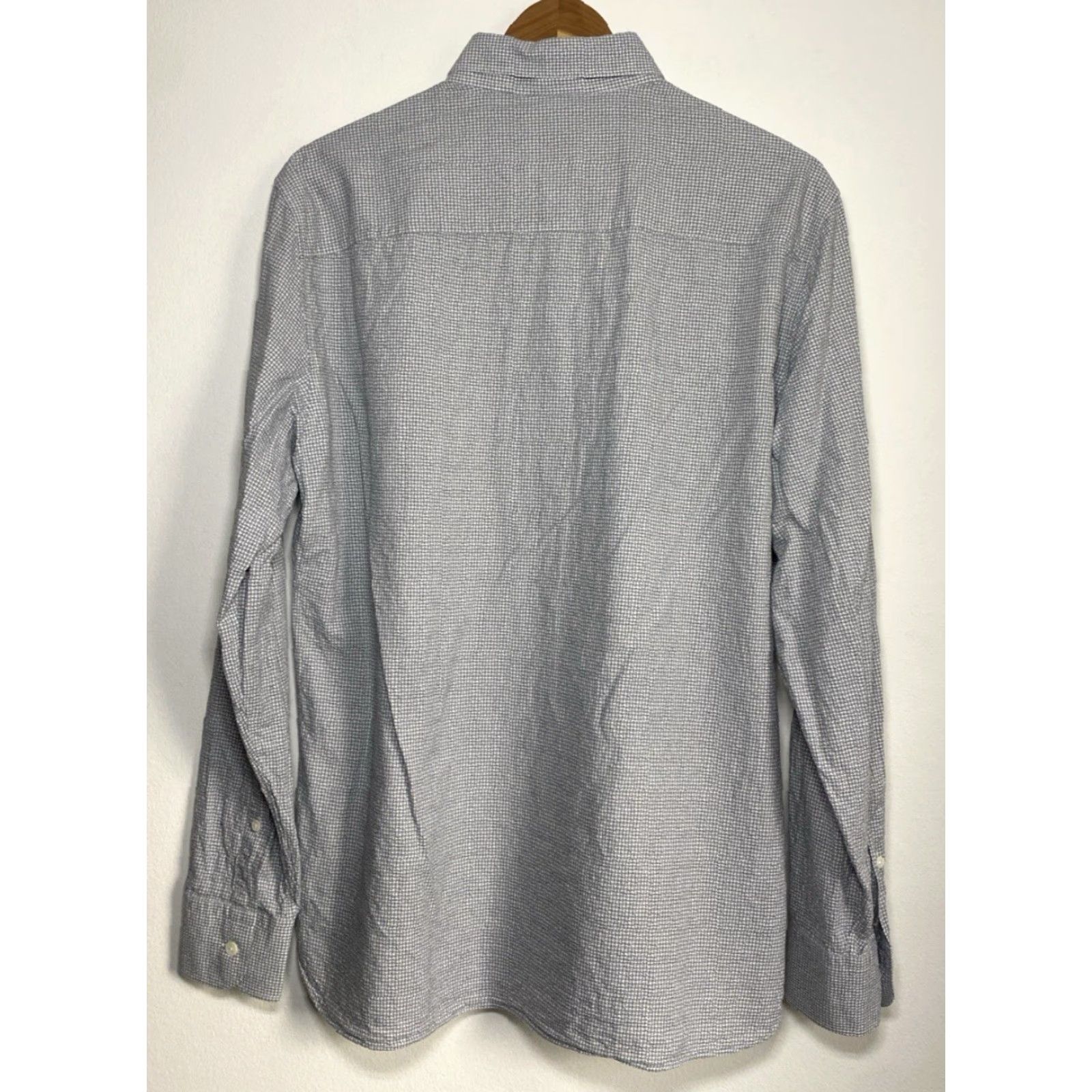 Ermenegildo Zegna VINTAGE Ermenegildo Zegna Silver Line Button-Up Shirt Mens Abtract Diamond Pattern Sz 43/17 Gray White Cotton Woven 90s Designer Lined Size US XL / EU 56 / 4 - 2 Thumbnail