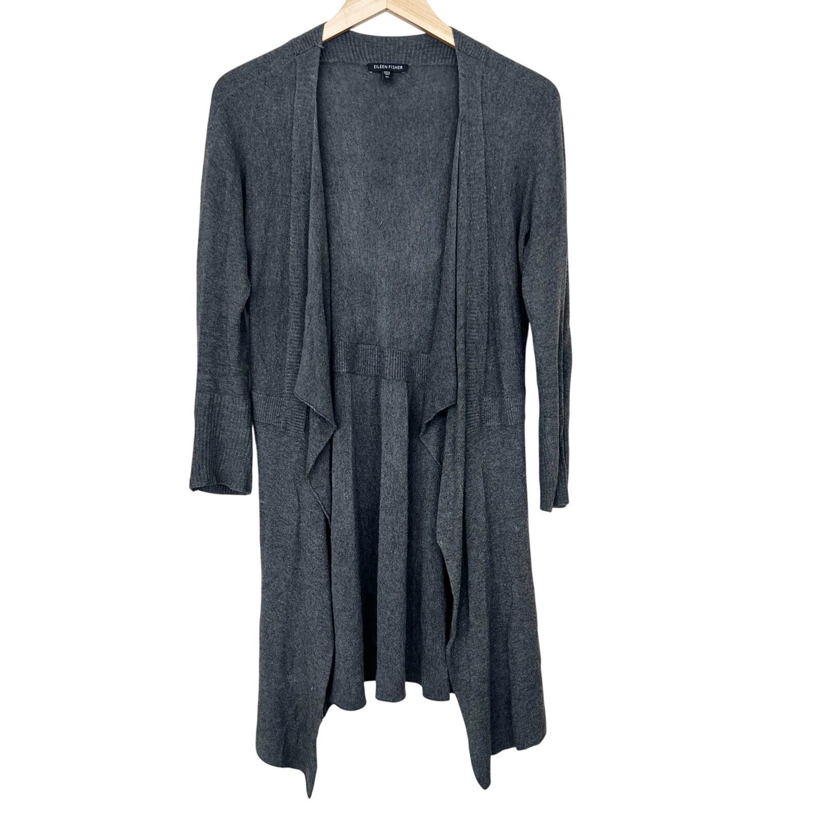 Eileen Fisher Eileen Fisher Gray Open Front Cardigan Sz XS Size XS / US 0-2 / IT 36-38 - 1 Thumbnail