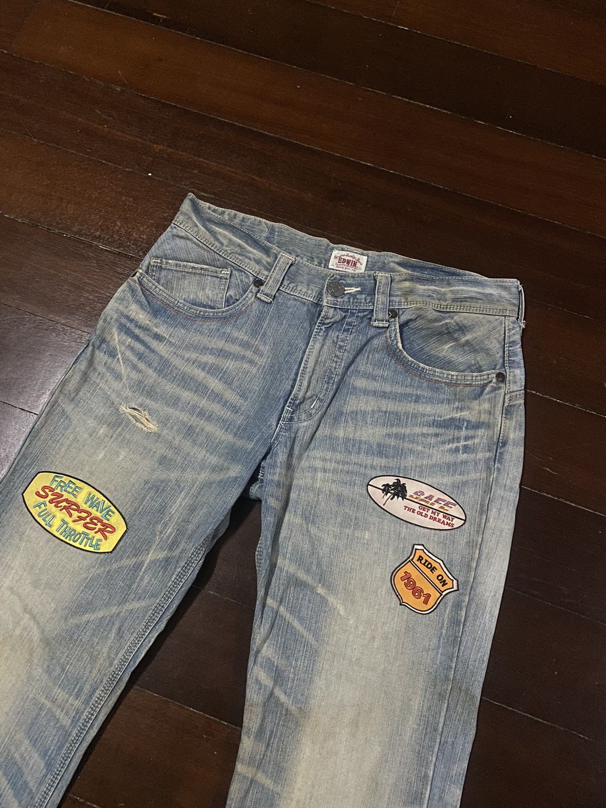 Edwin FIRE 🔥 EDWIN EXCLUSIVE VINTAGE FLARE JEANS RUSTY DISTRESSED Size US 36 / EU 52 - 6 Thumbnail