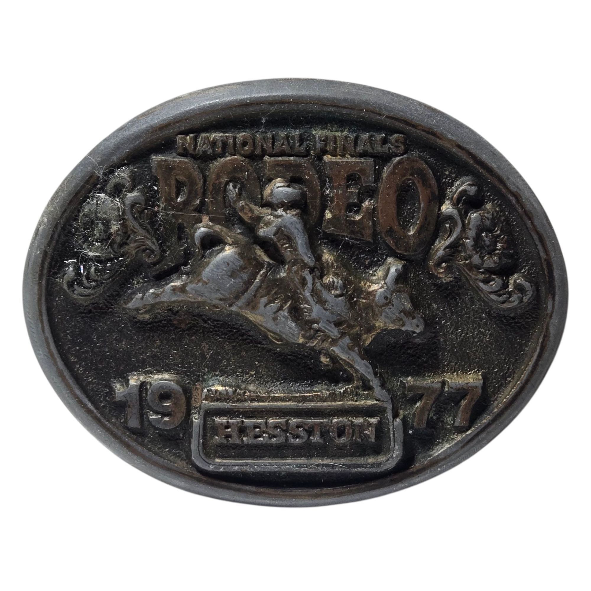 Other 1977 National Finals Rodeo Belt Buckle Bull Riding NFR Hesst Size ONE SIZE - 1 Thumbnail