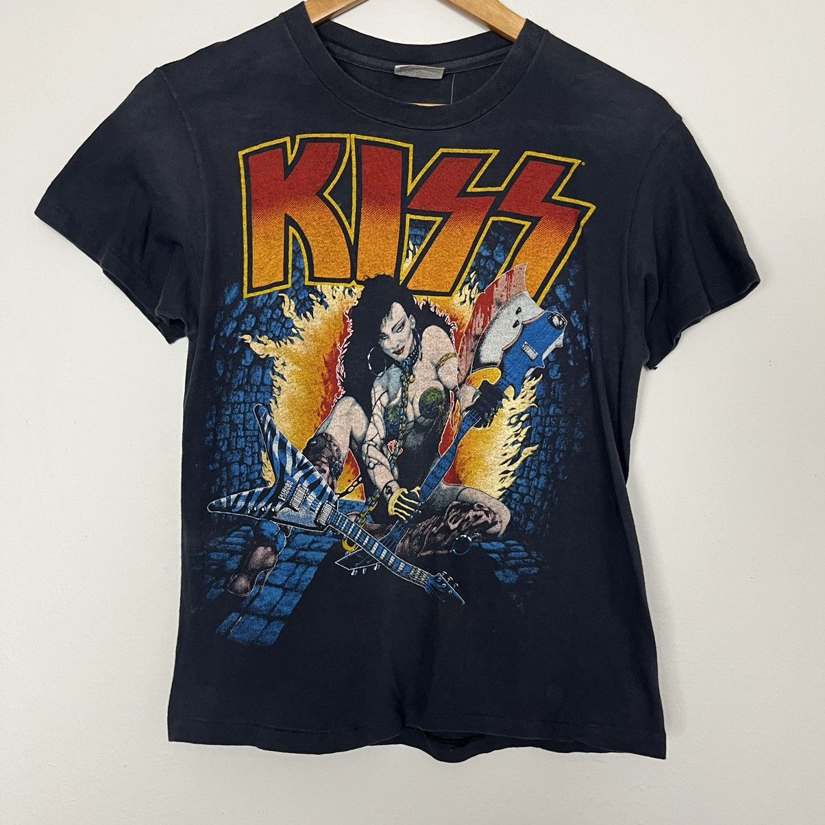 image of Band Tees x Kiss Vintage 1984 Kiss World Tour T Shirt in Black, Men's (Size Medium)
