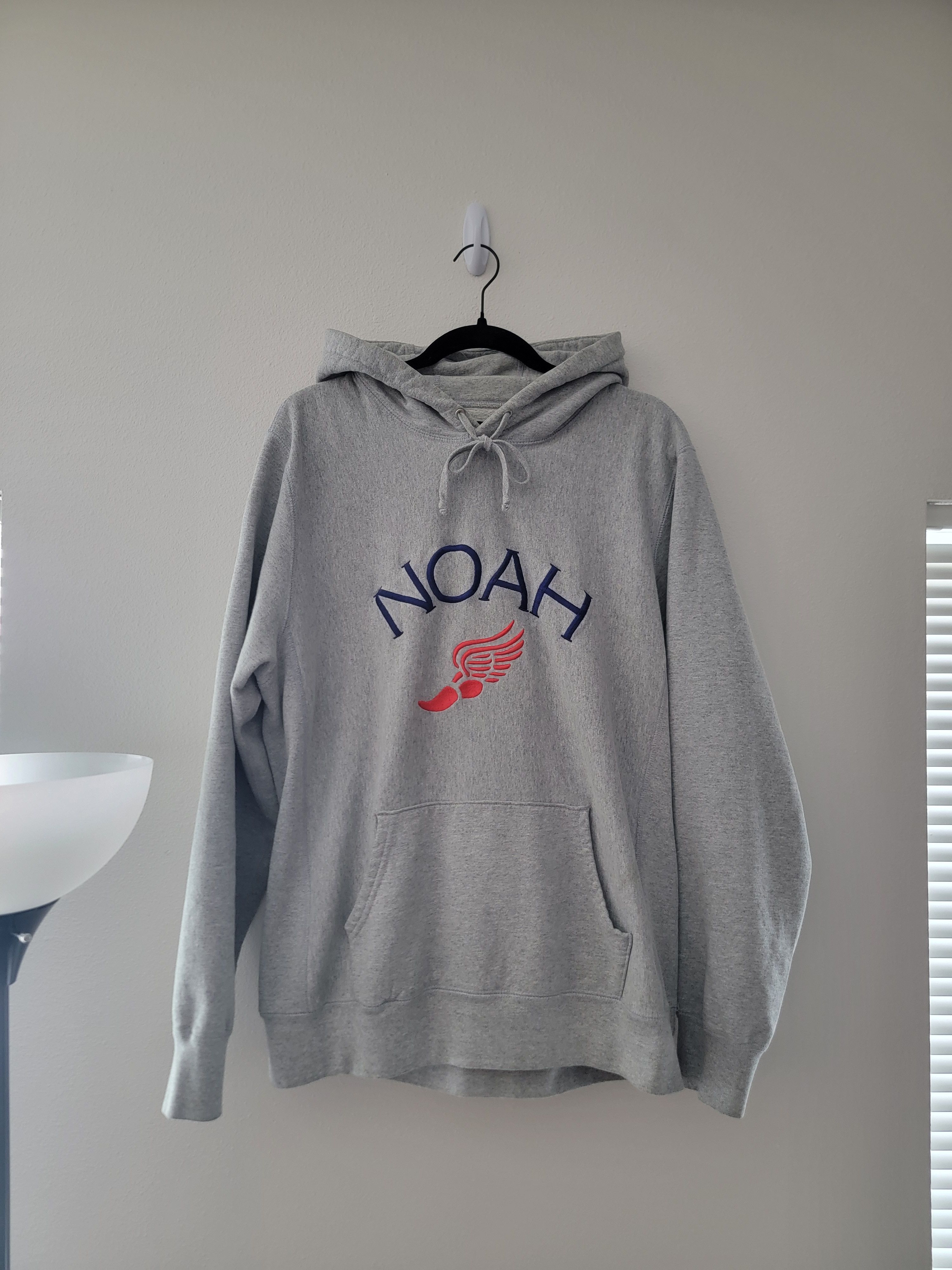 image of Noah Embroidered Redwing Hoodie in Grey, Men's (Size XL)