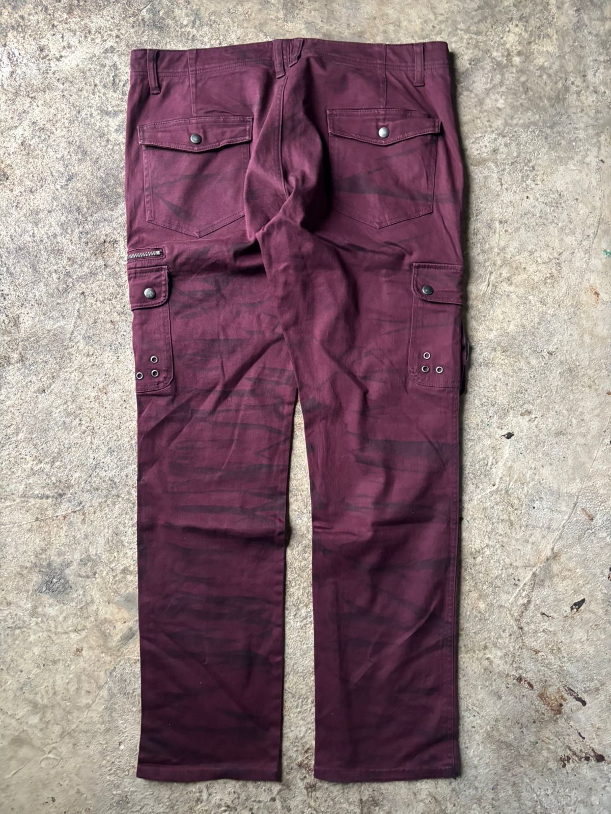 Japanese Brand 2000s Semantic Design Japan Red Wine Washed Cargo Pants Size US 37 - 9 Thumbnail
