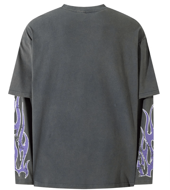 Japanese Brand × Vintage "Flame-Gray-M" Long Sleeve T-shirt Size US M / EU 48-50 / 2 - 2 Thumbnail
