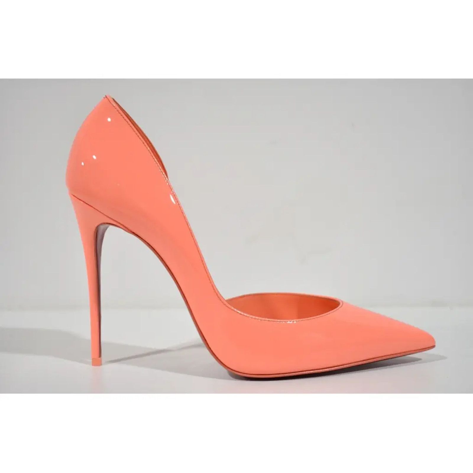 Christian Louboutin Iriza 100 Drag Orange Patent Leather D'Orsay Heel Pump 37.5 Size US 7.5 / IT 37.5 - 2 Thumbnail