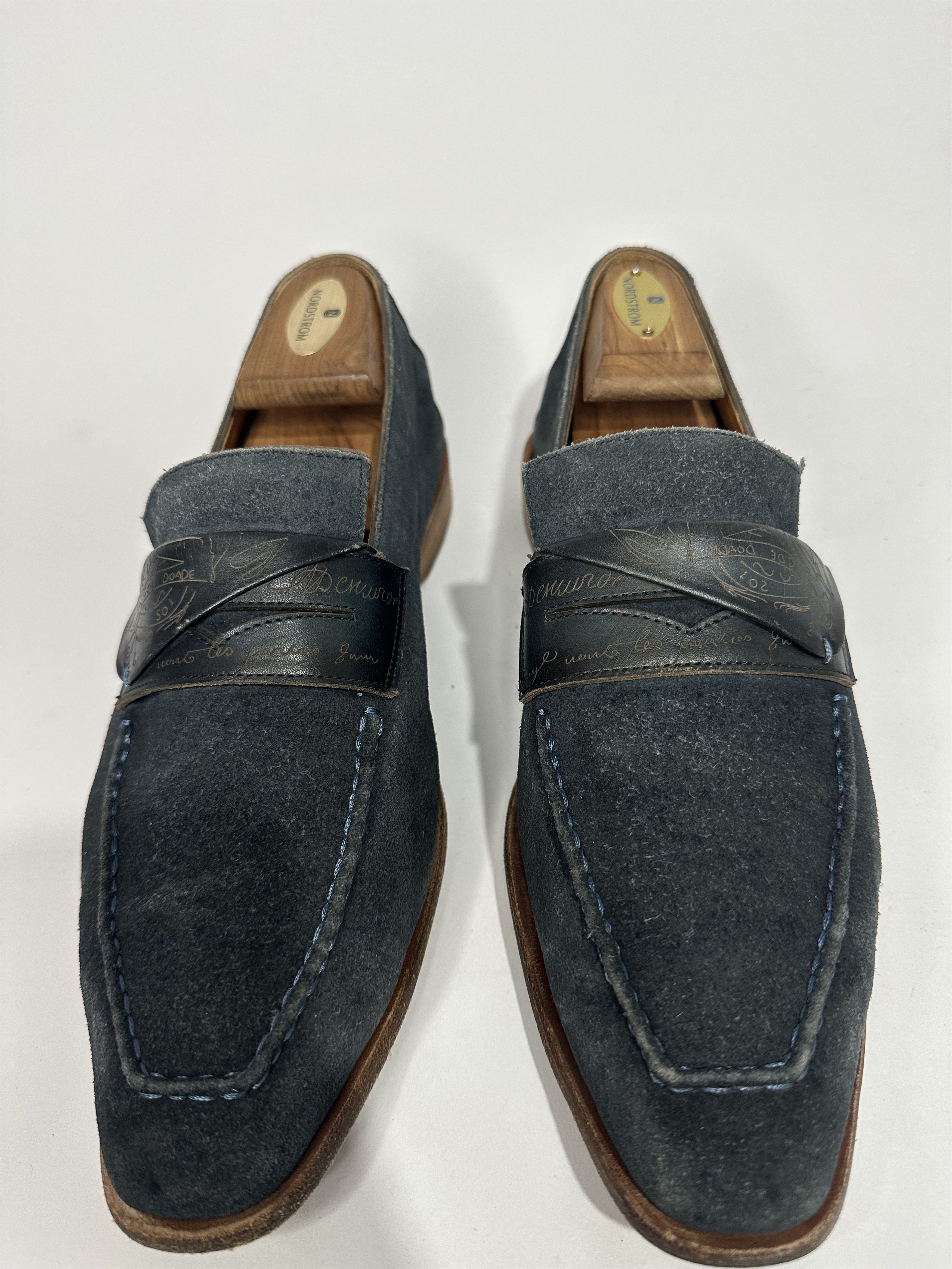 Berluti Berluti Lorenzo Scritto Blue Suede Trimmed Loafers Size US 8.5 / EU 41-42 - 1 Thumbnail
