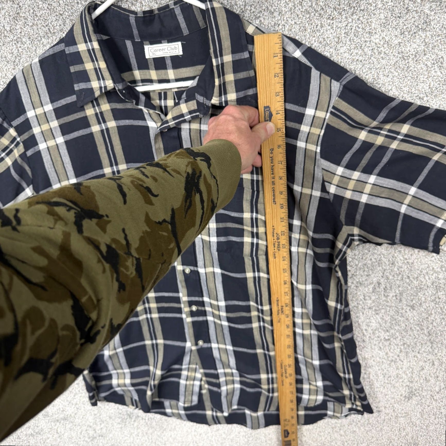 Vintage Vintage Career Club Button-Up Shirt Mens XL Blue Gray Plaid 80s 90s Casual Lightweight Short Sleeve Size US XL / EU 56 / 4 - 2 Thumbnail