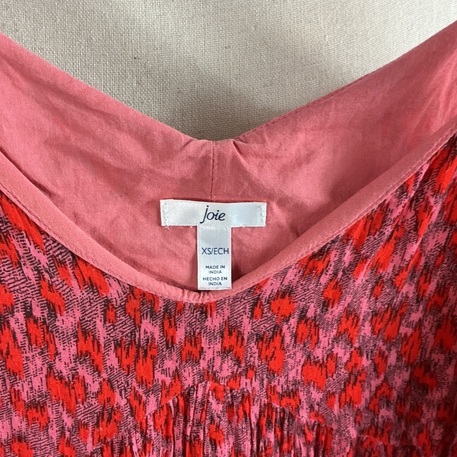 Joie Joie Red Printed Midi Dress – Flowy Boho Spaghetti Strap XS Size XS / US 0-2 / IT 36-38 - 2 Thumbnail