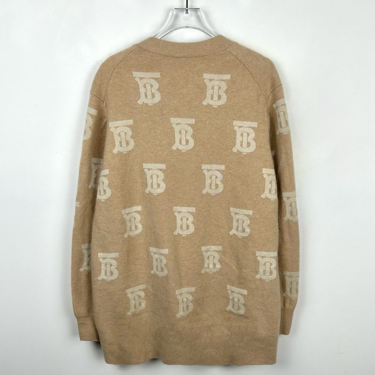 Burberry Burberry Camel TB Monogram Printed V-neck Wool K26WX Size S / US 4 / IT 40 - 2 Thumbnail